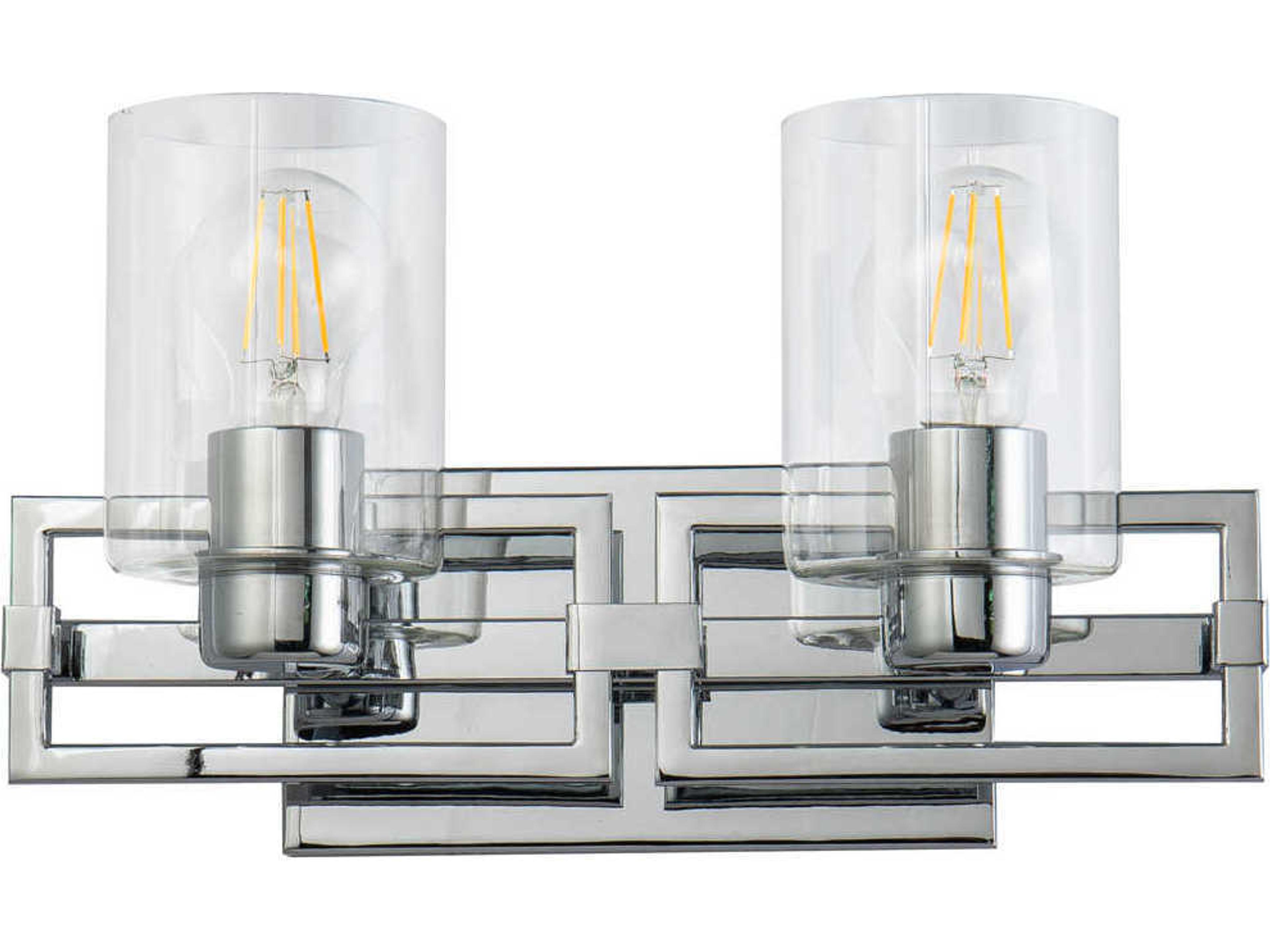 Lucas McKearn Estes 2-Light Polished Chrome Glass Vanity Light