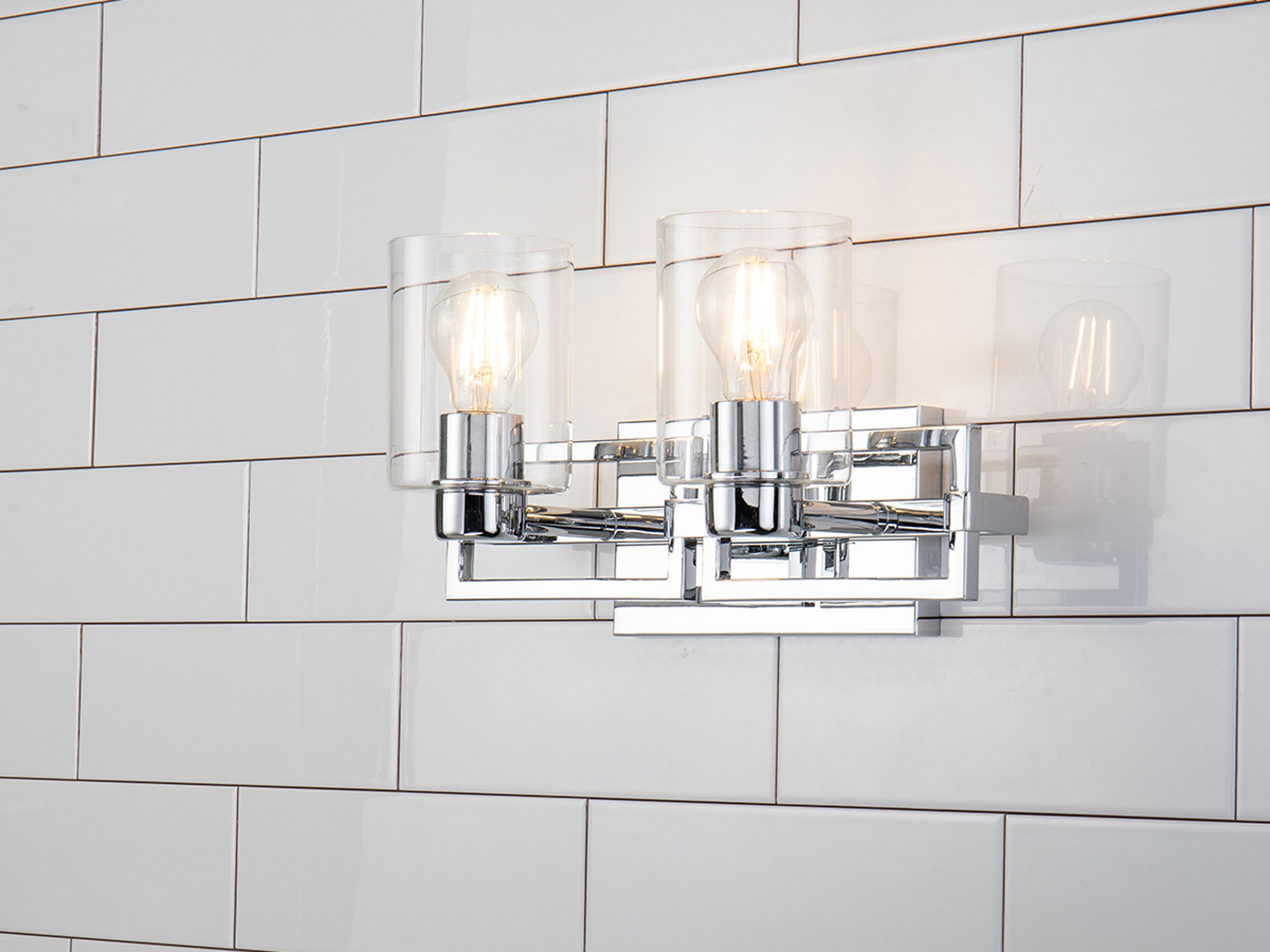 Lucas McKearn Estes 2-Light Polished Chrome Glass Vanity Light