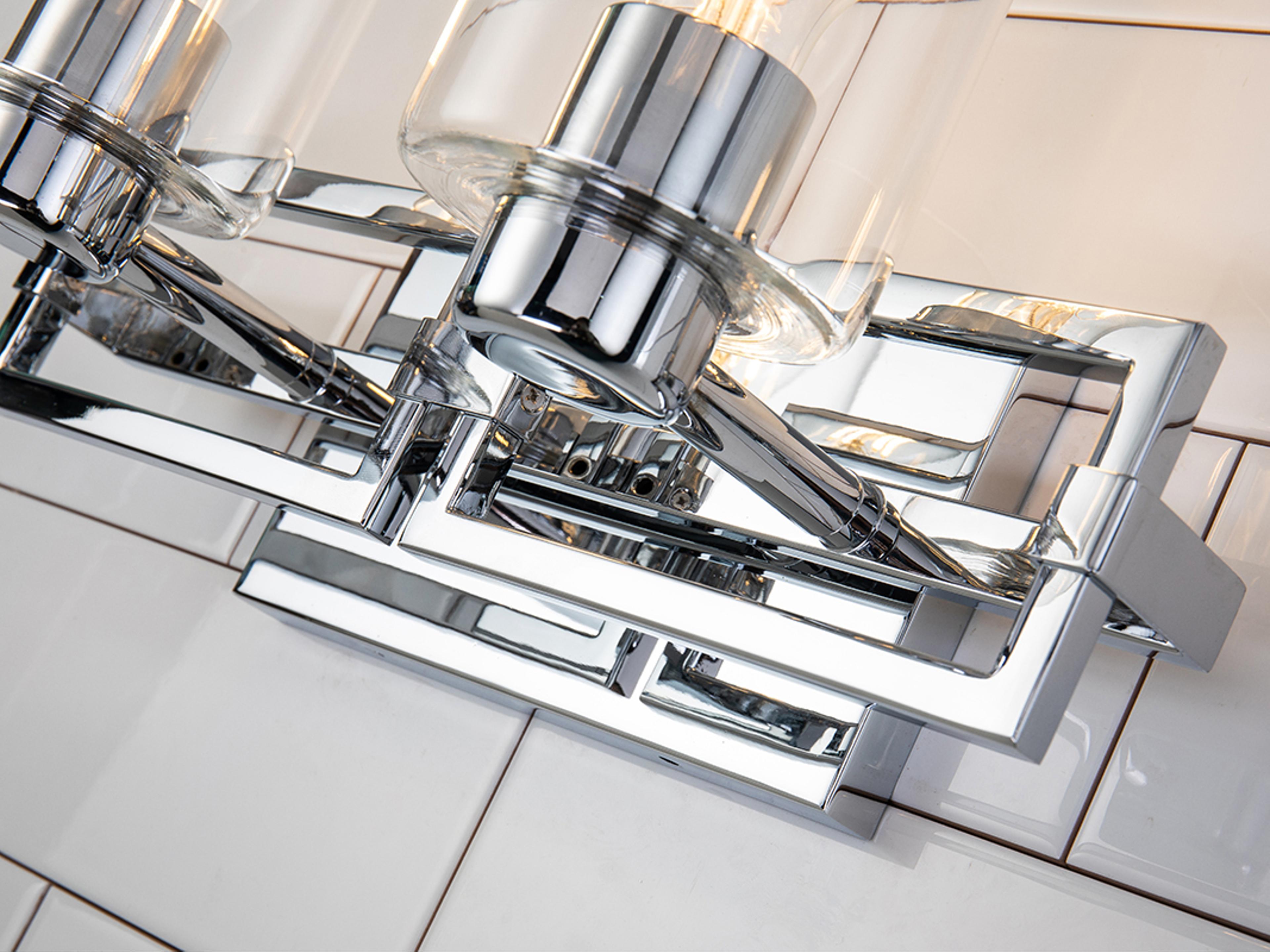 Lucas McKearn Estes 2-Light Polished Chrome Glass Vanity Light