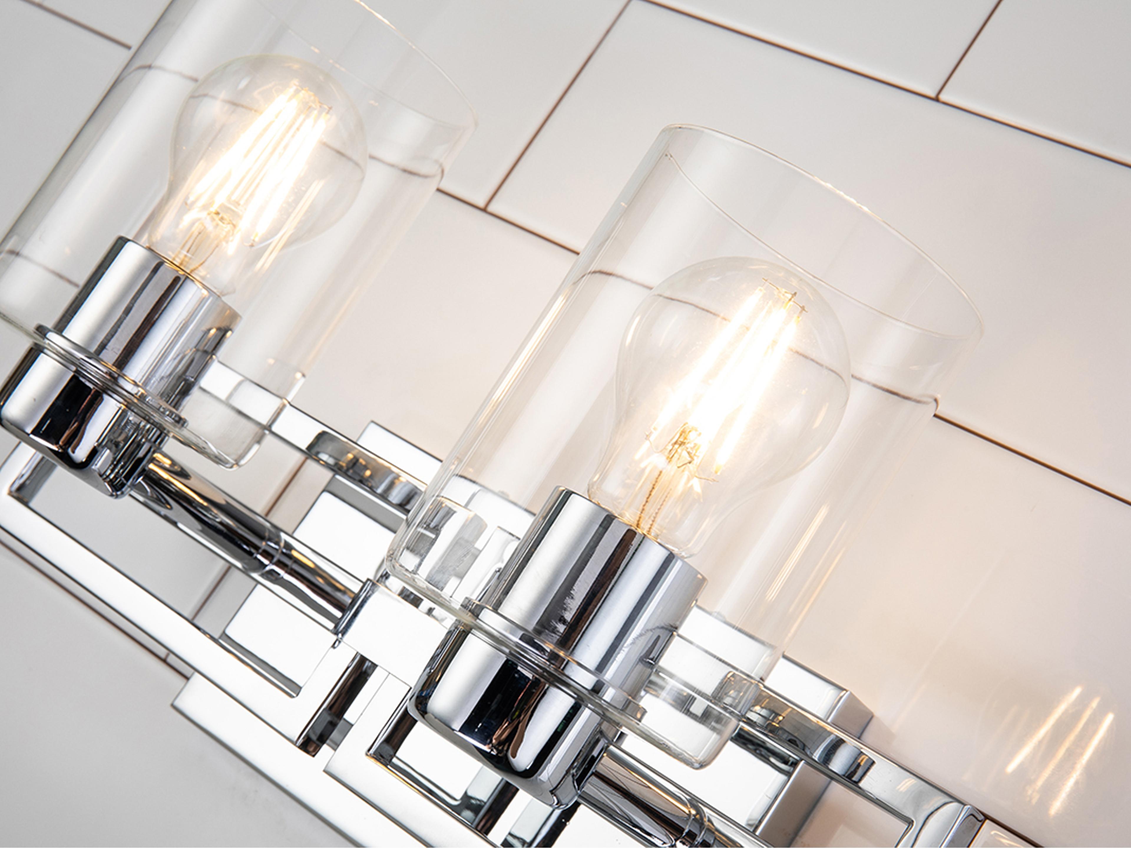 Lucas McKearn Estes 2-Light Polished Chrome Glass Vanity Light