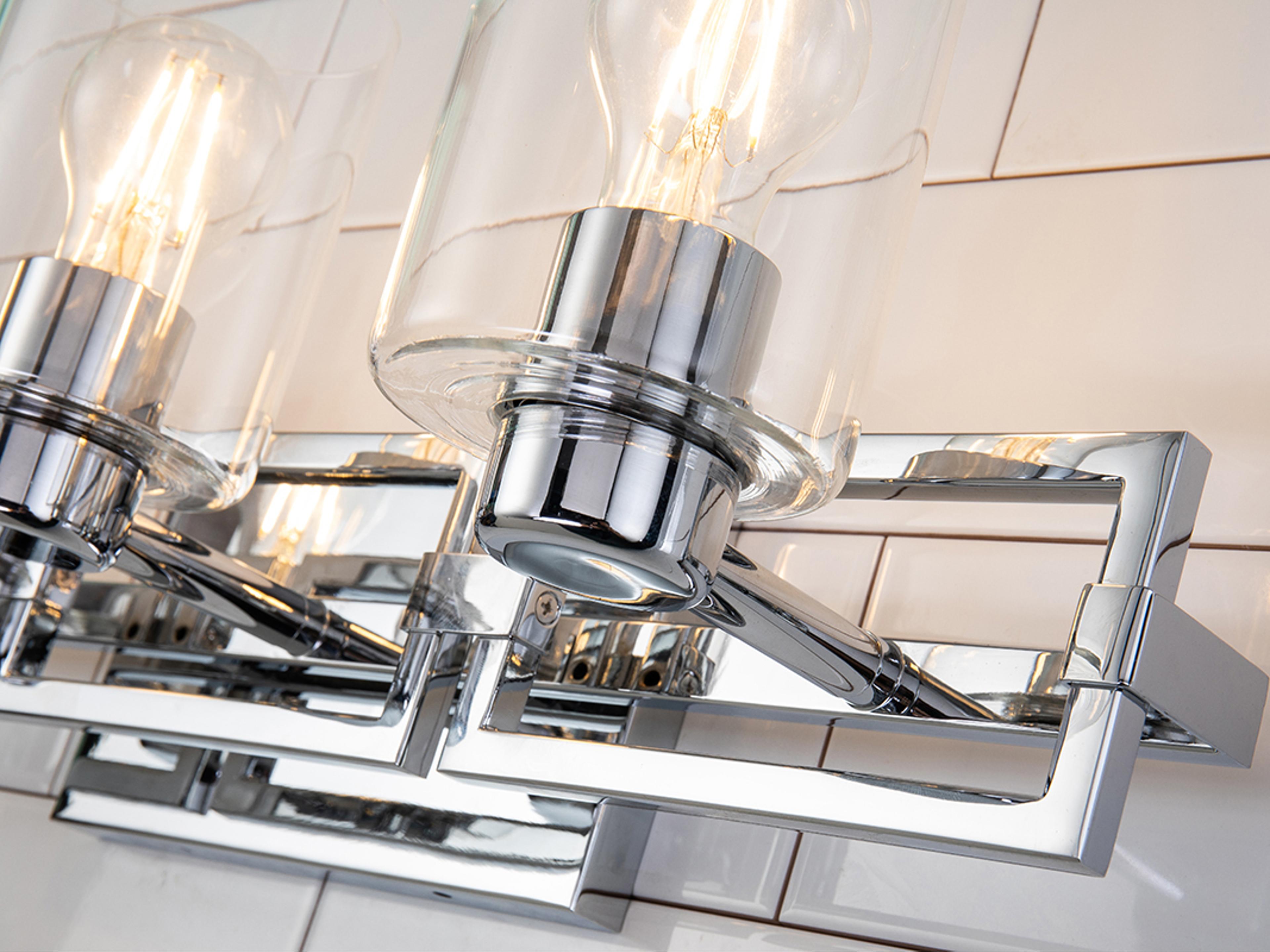 Lucas McKearn Estes 3-Light Polished Chrome Glass Vanity Light