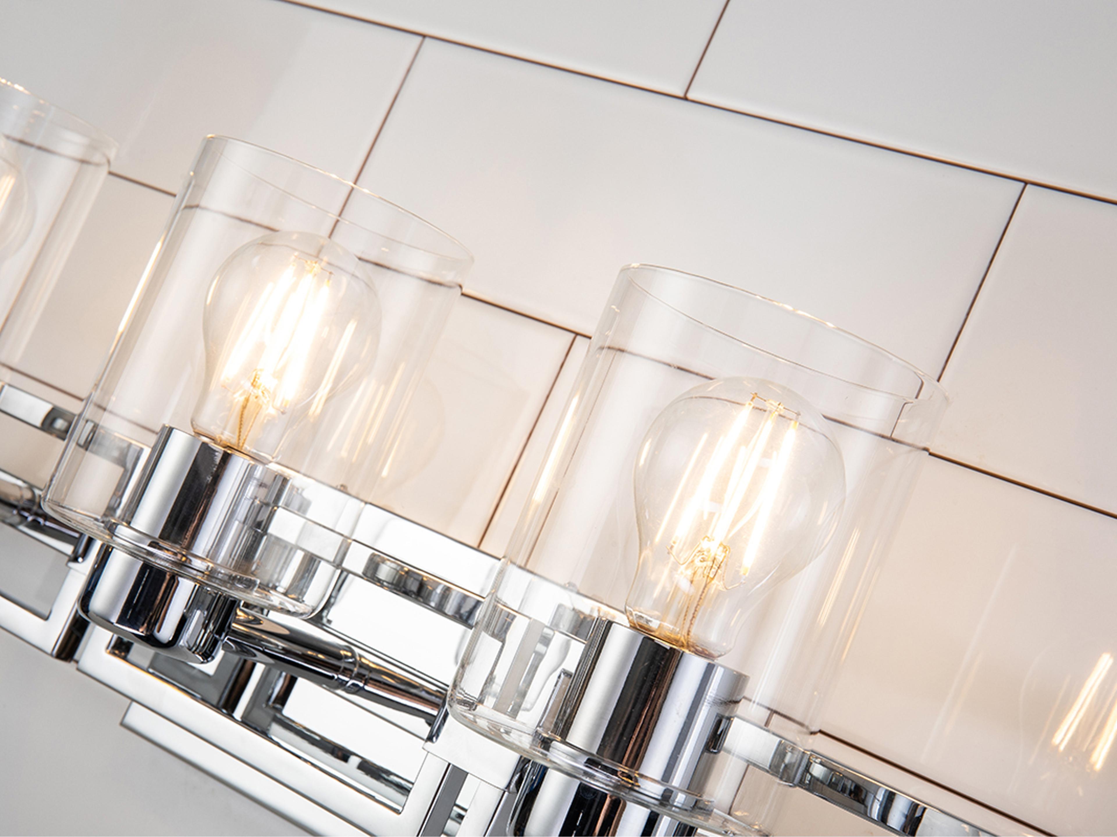 Lucas McKearn Estes 3-Light Polished Chrome Glass Vanity Light