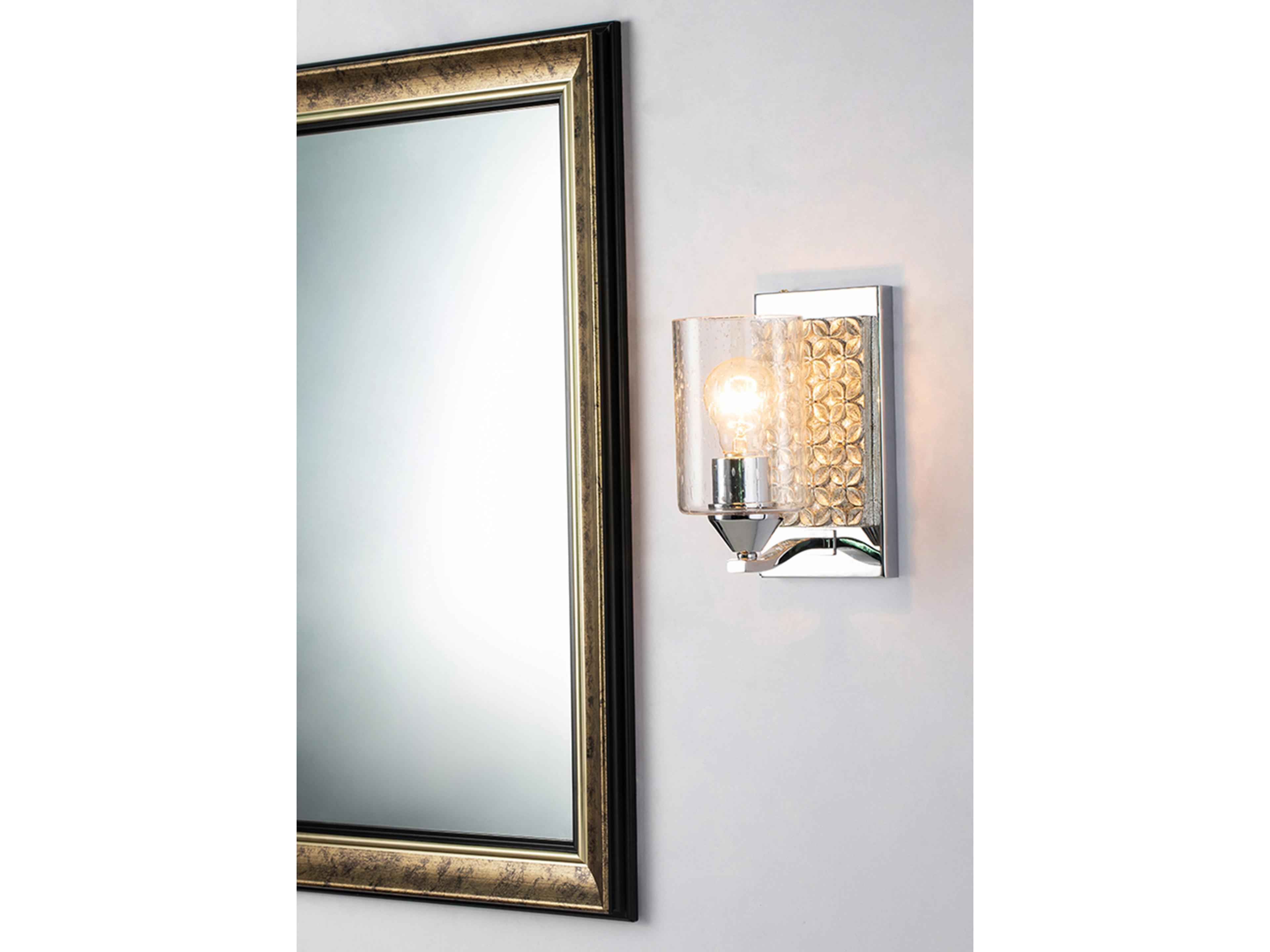 Lucas McKearn Arcadia 1-Light Polished Chrome Antiqued Silver Leaf Glass Wall Sconce