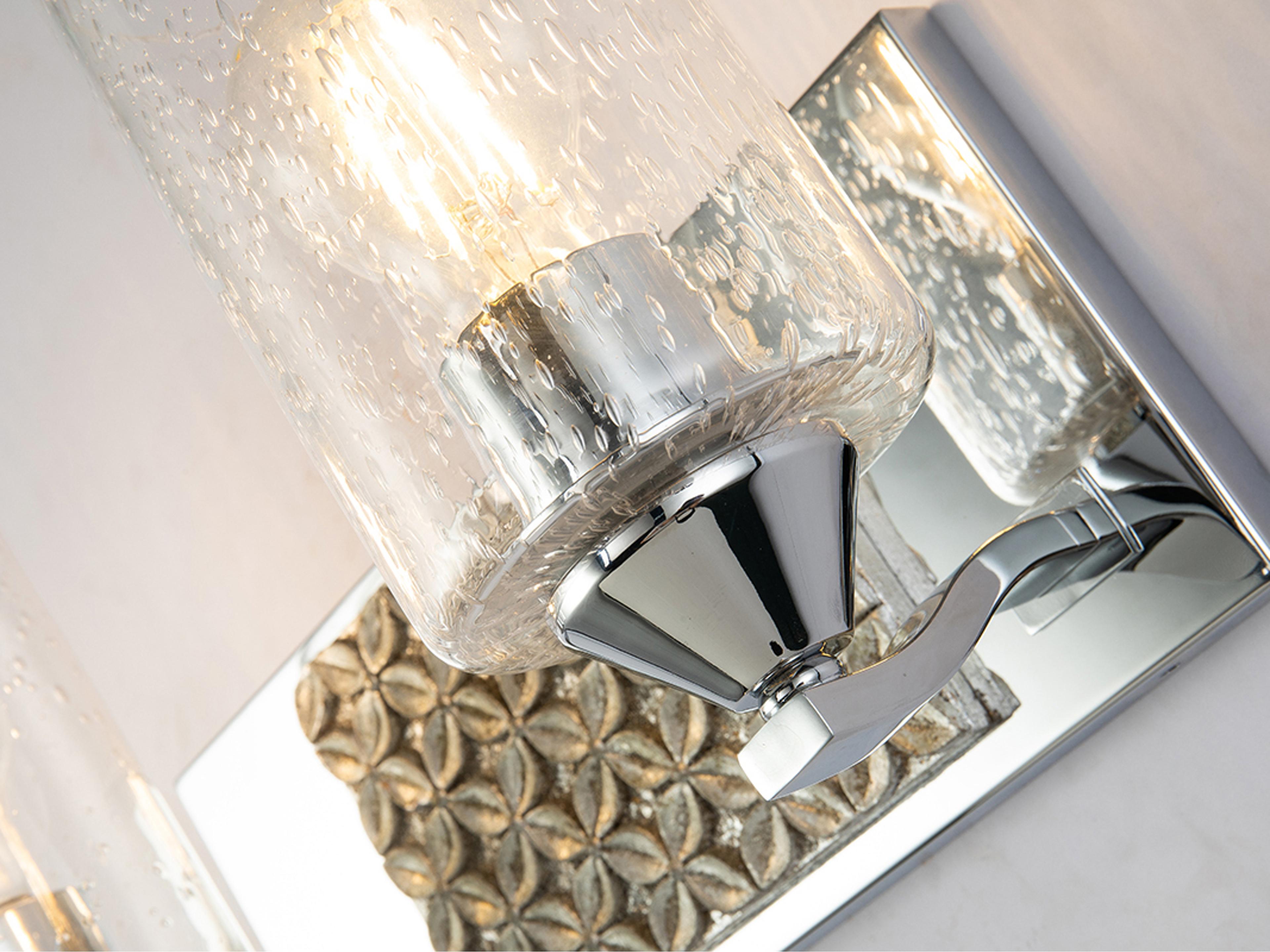 Lucas McKearn Arcadia 2-Light Polished Chrome Antiqued Silver Leaf Glass Vanity Light