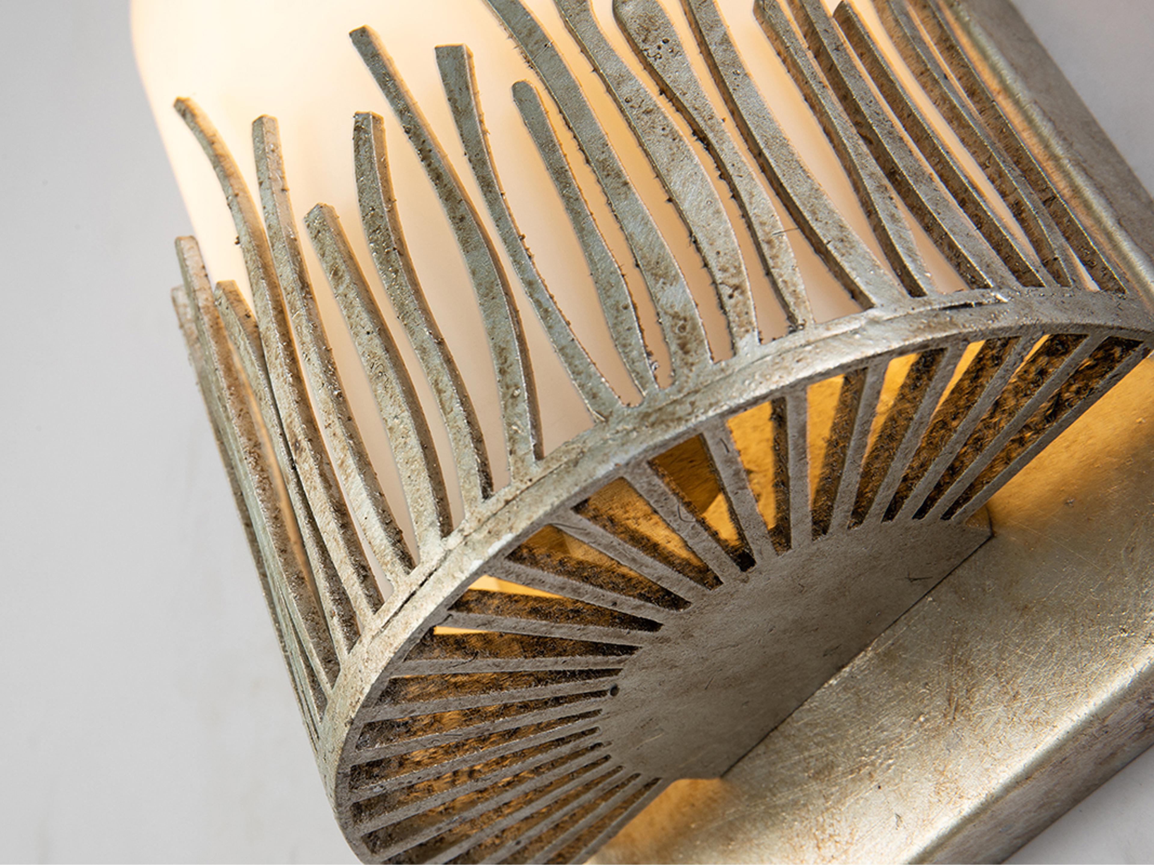 Lucas McKearn Sawgrass 1-Light Silver Leaf Glass Vanity Light