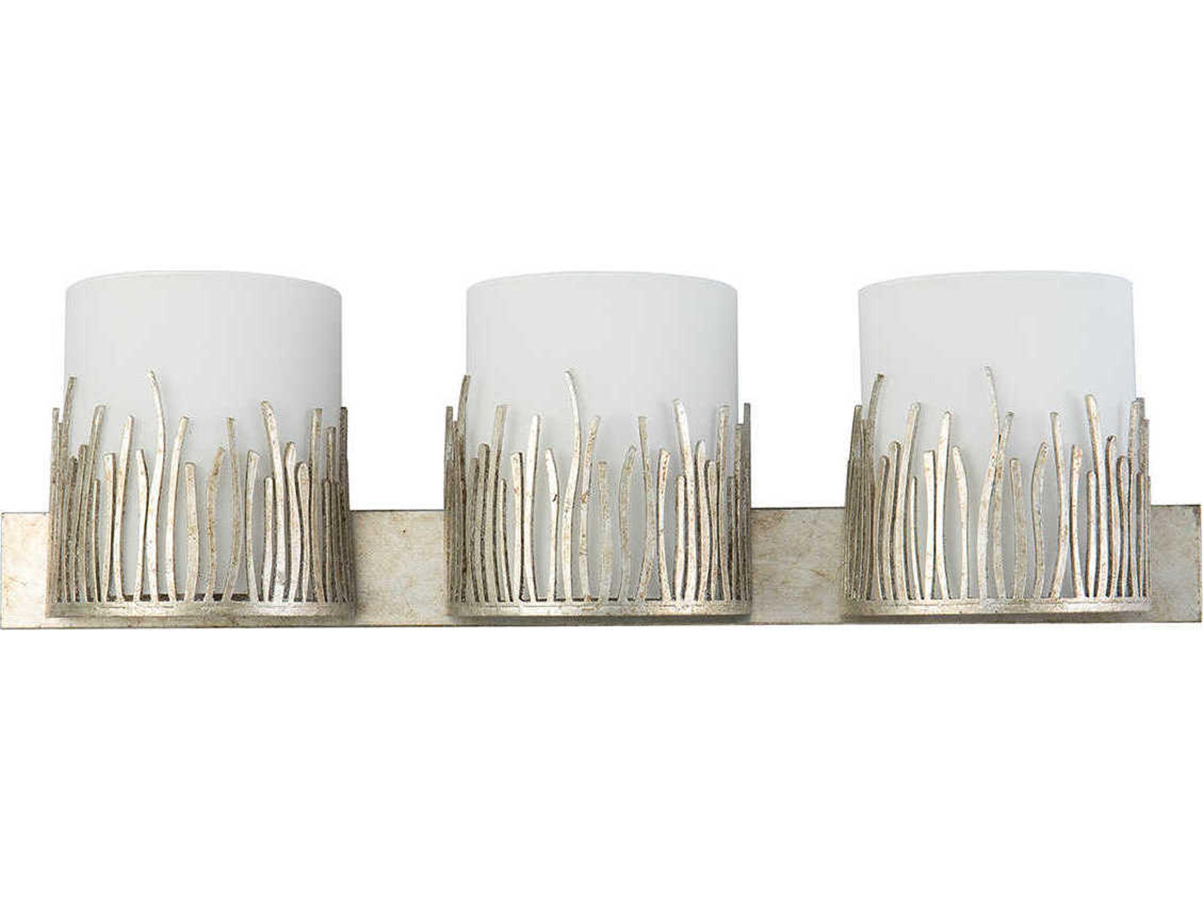 Lucas McKearn Sawgrass 3-Light Silver Leaf Glass Vanity Light