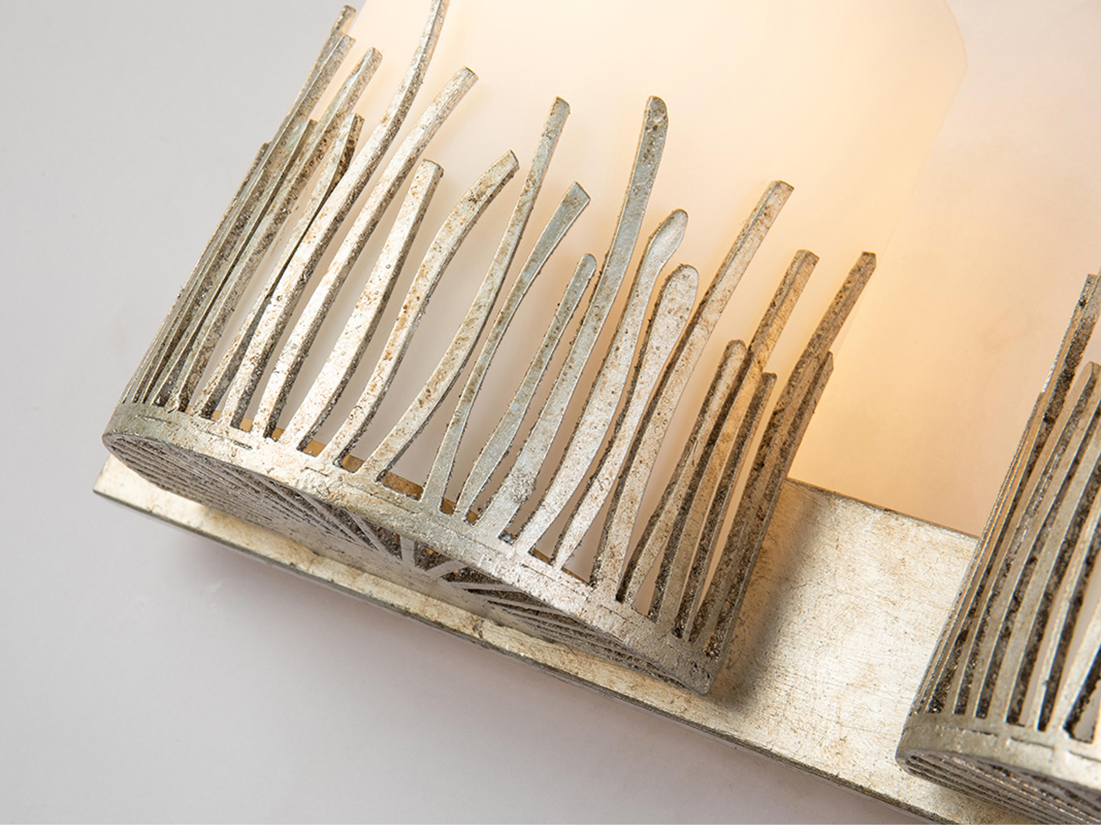 Lucas McKearn Sawgrass 3-Light Silver Leaf Glass Vanity Light