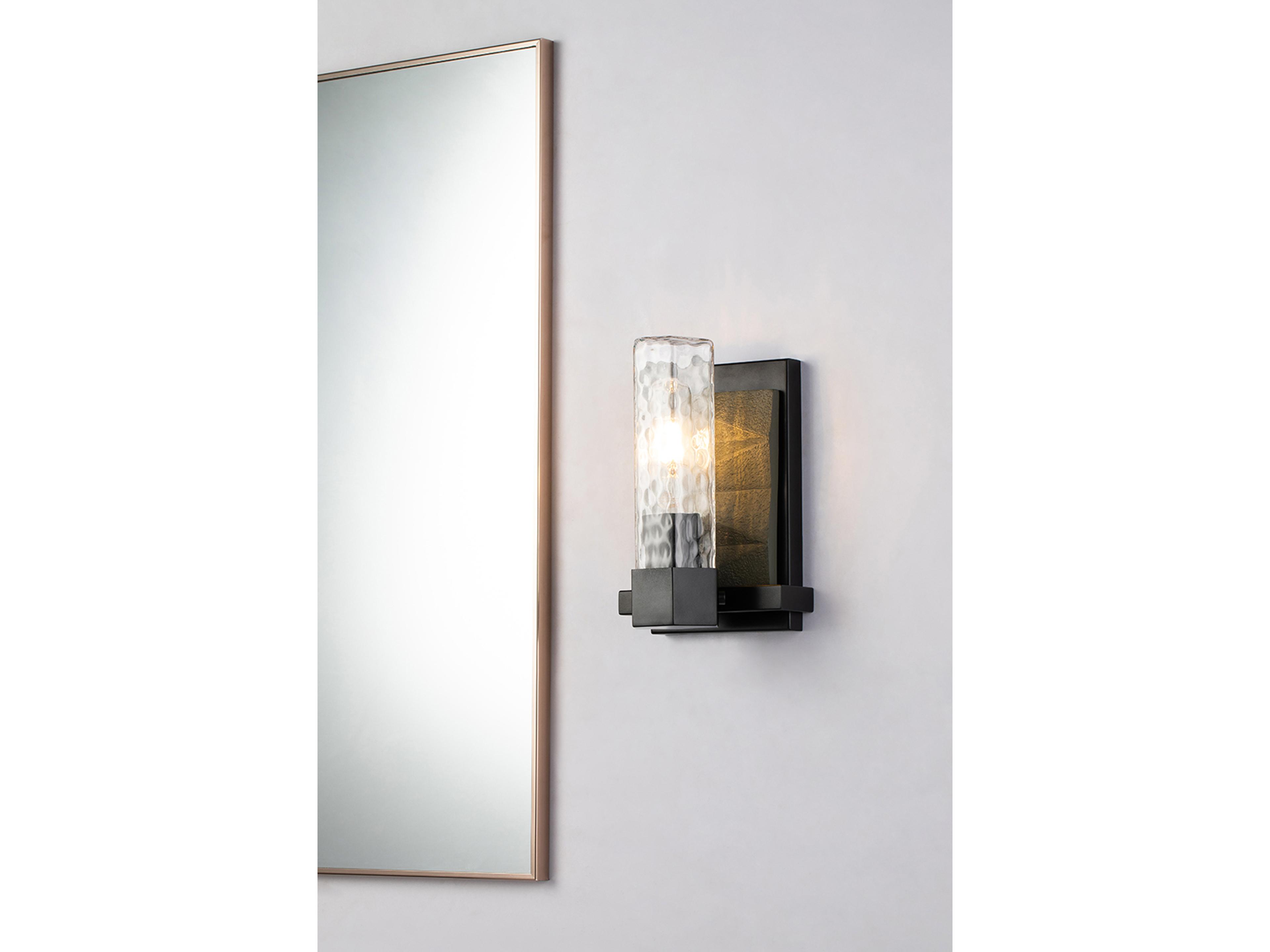 Lucas McKearn Navarre 1-Light Black Grey Glass Wall Sconce