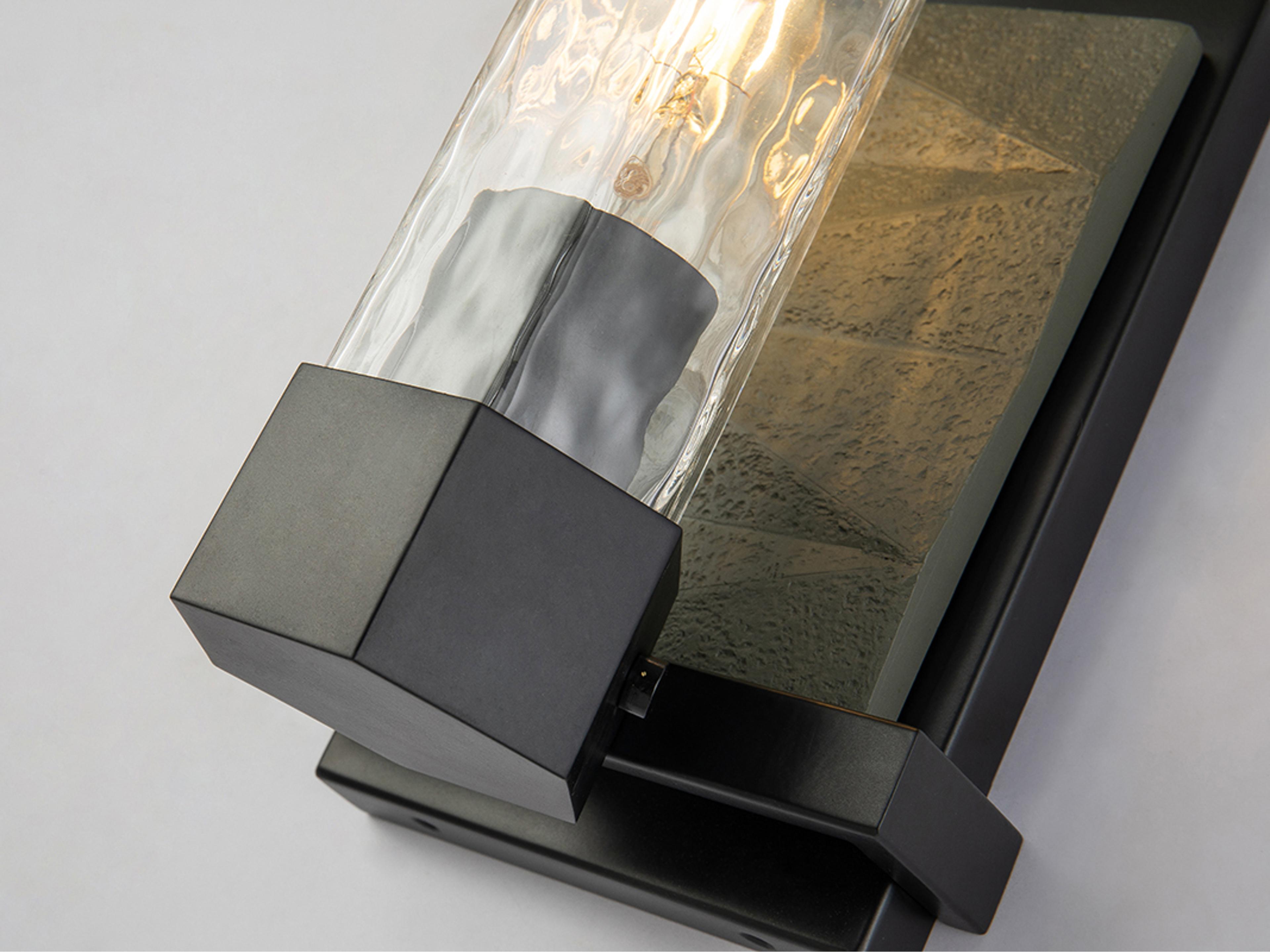 Lucas McKearn Navarre 1-Light Black Grey Glass Wall Sconce