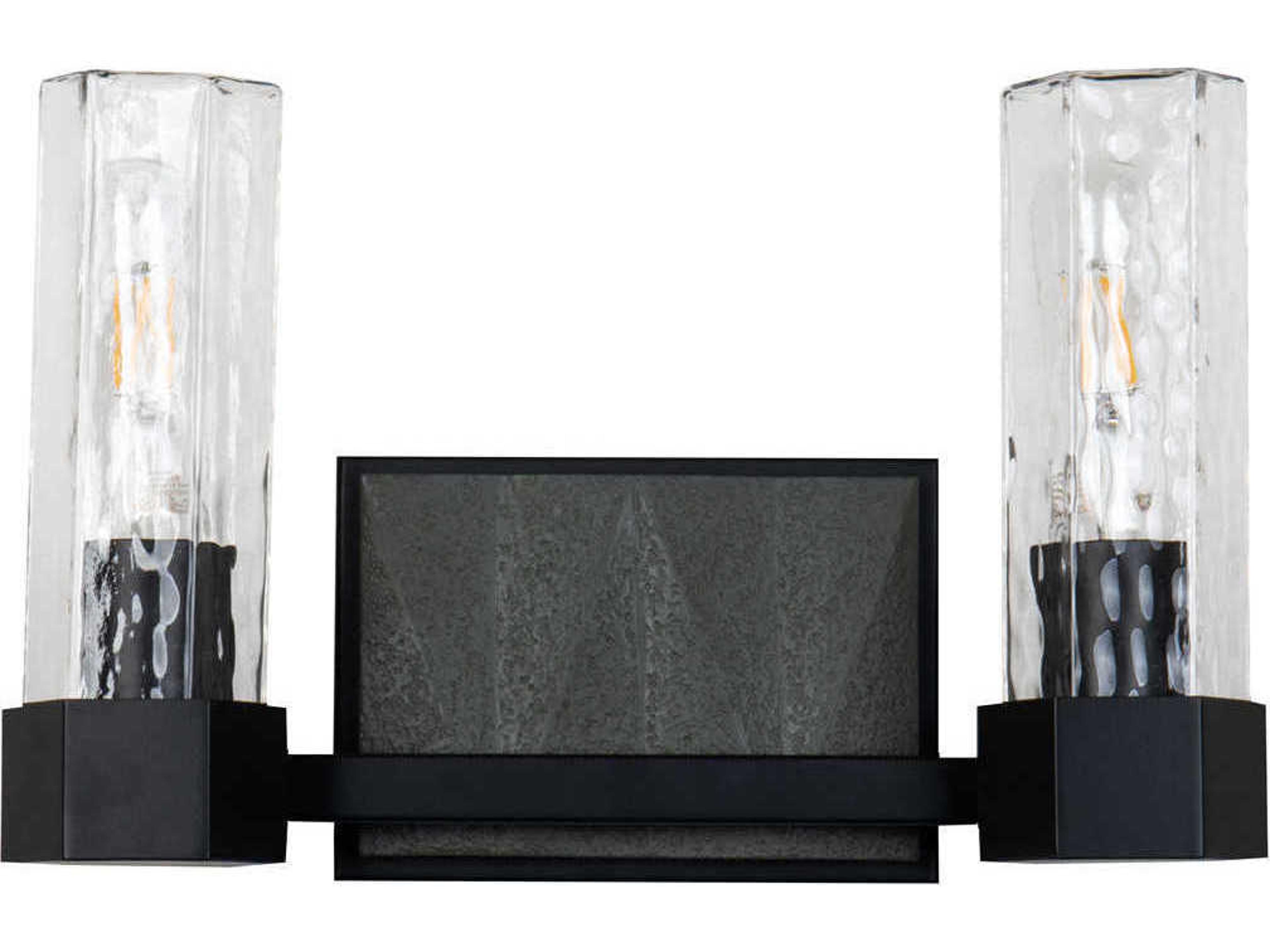 Lucas McKearn Navarre 2-Light Black Grey Glass Vanity Light