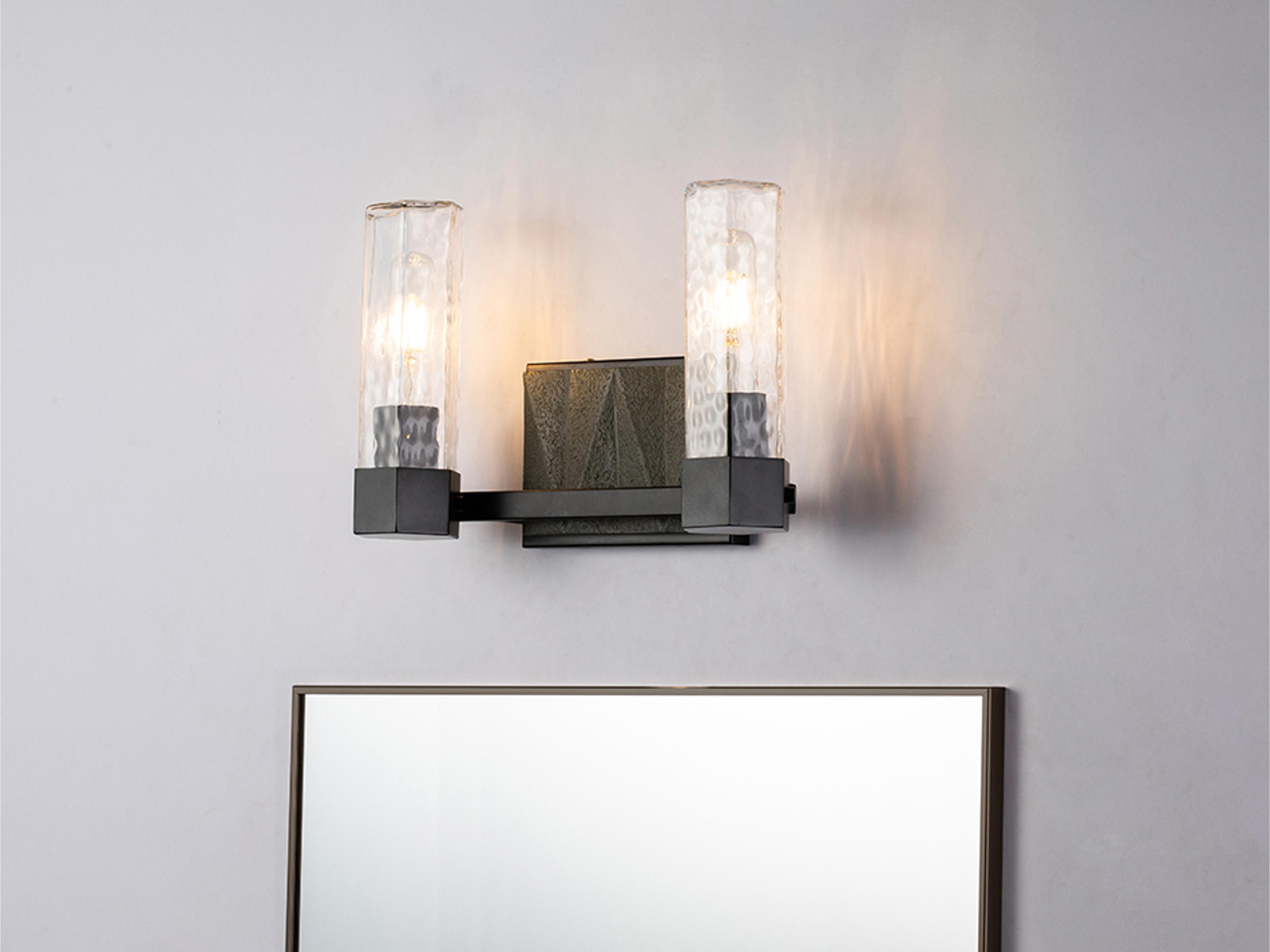 Lucas McKearn Navarre 2-Light Black Grey Glass Vanity Light