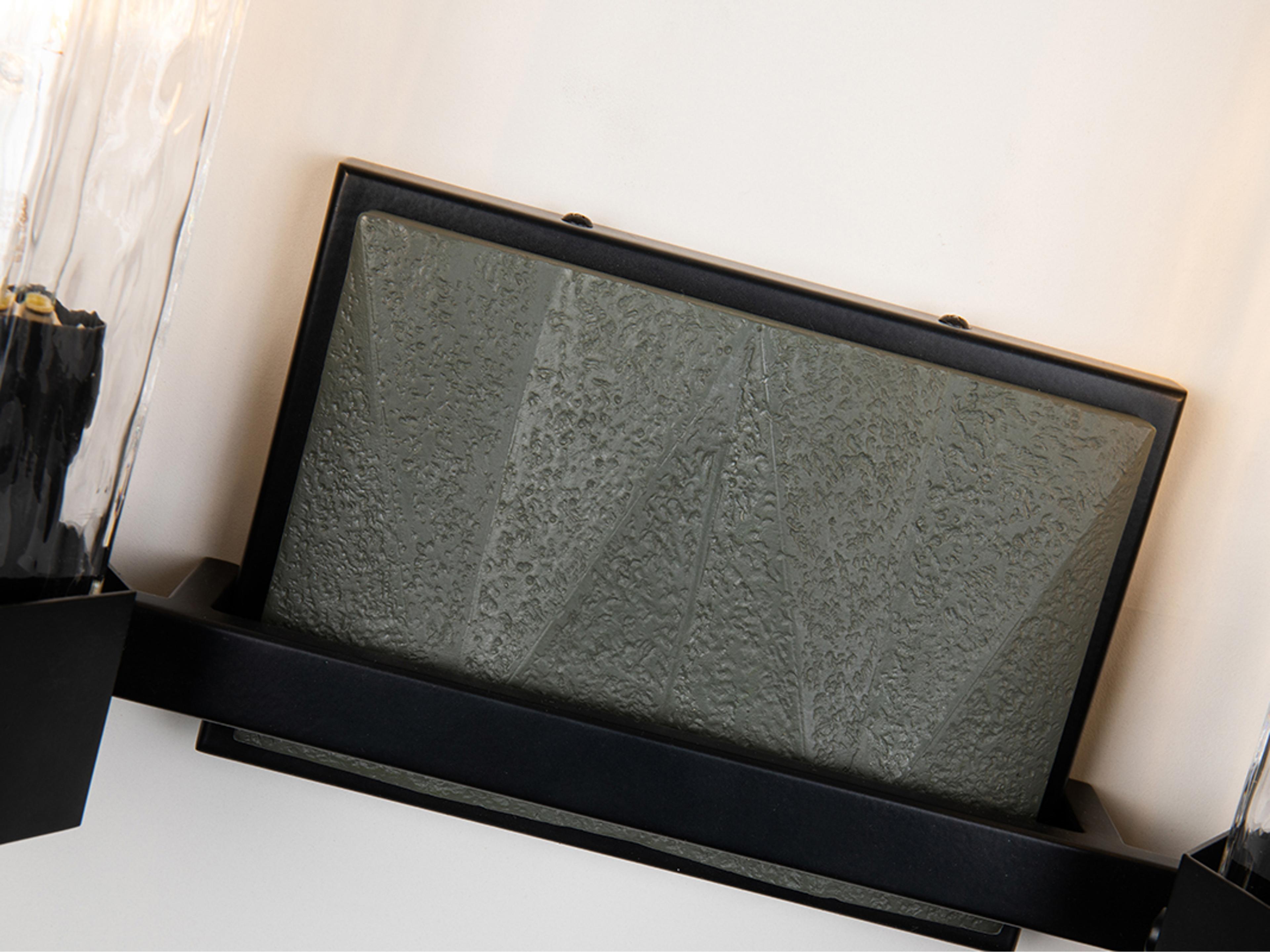 Lucas McKearn Navarre 2-Light Black Grey Glass Vanity Light