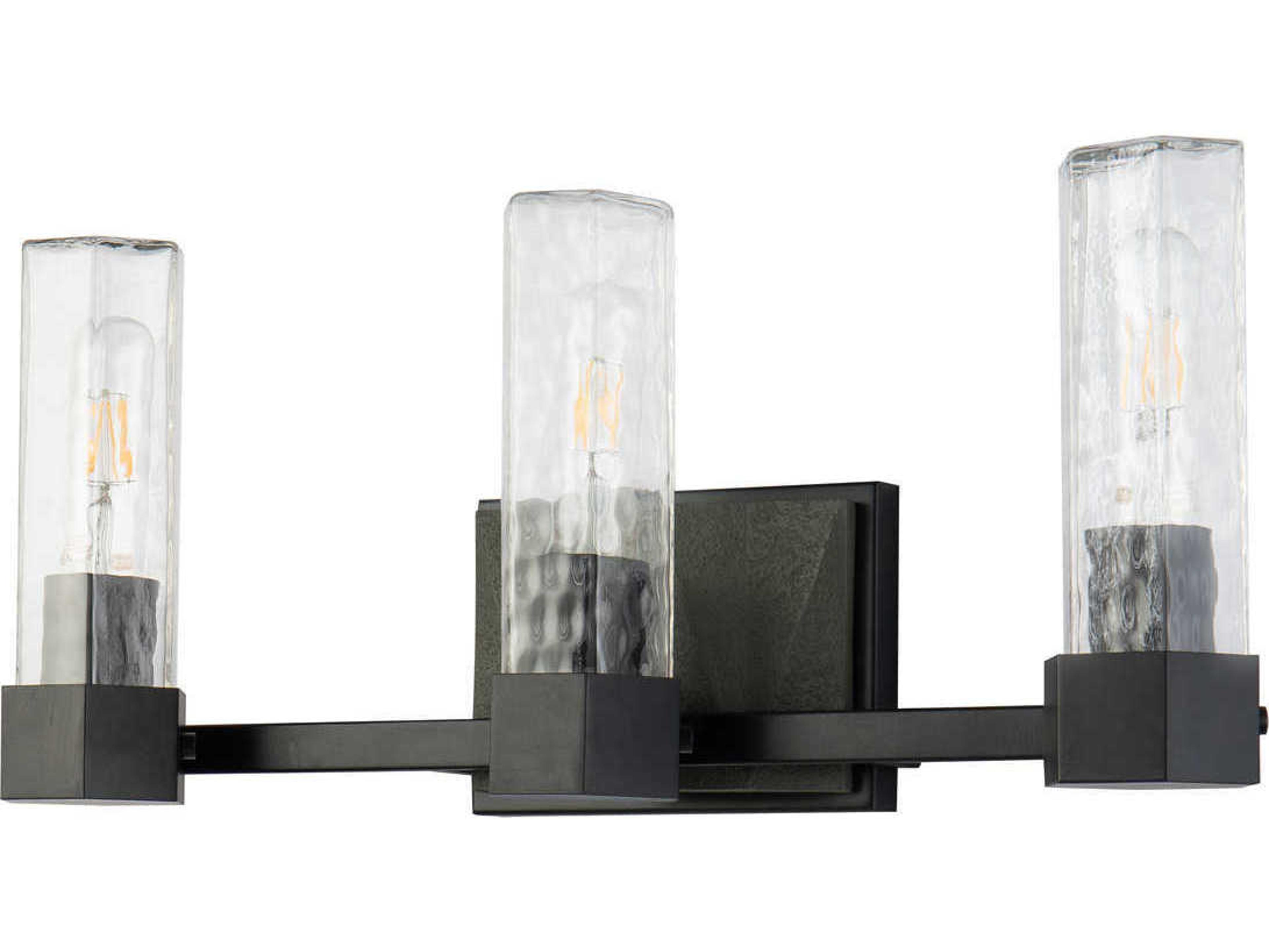 Lucas McKearn Navarre 3-Light Black Grey Glass Vanity Light