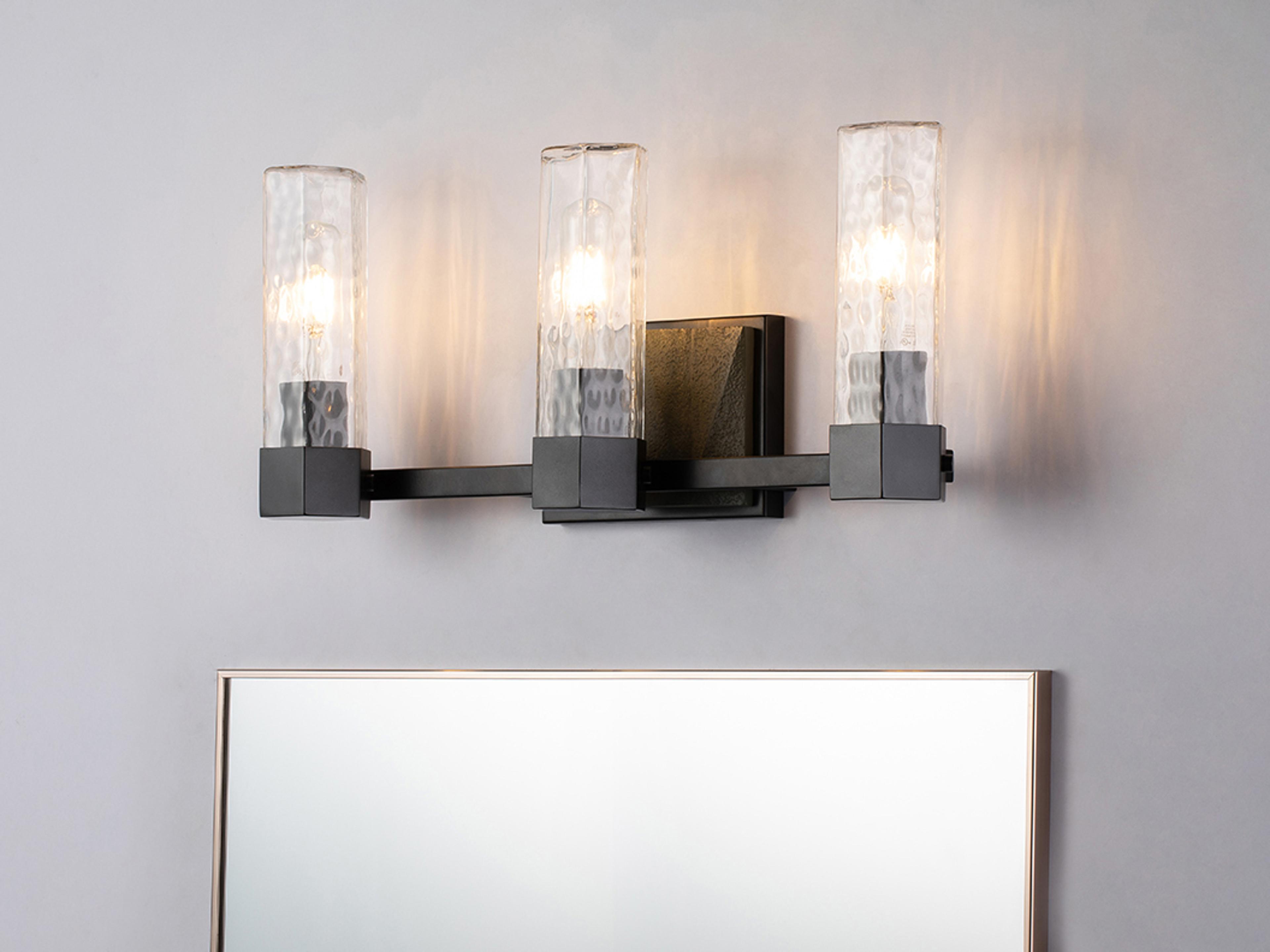 Lucas McKearn Navarre 3-Light Black Grey Glass Vanity Light