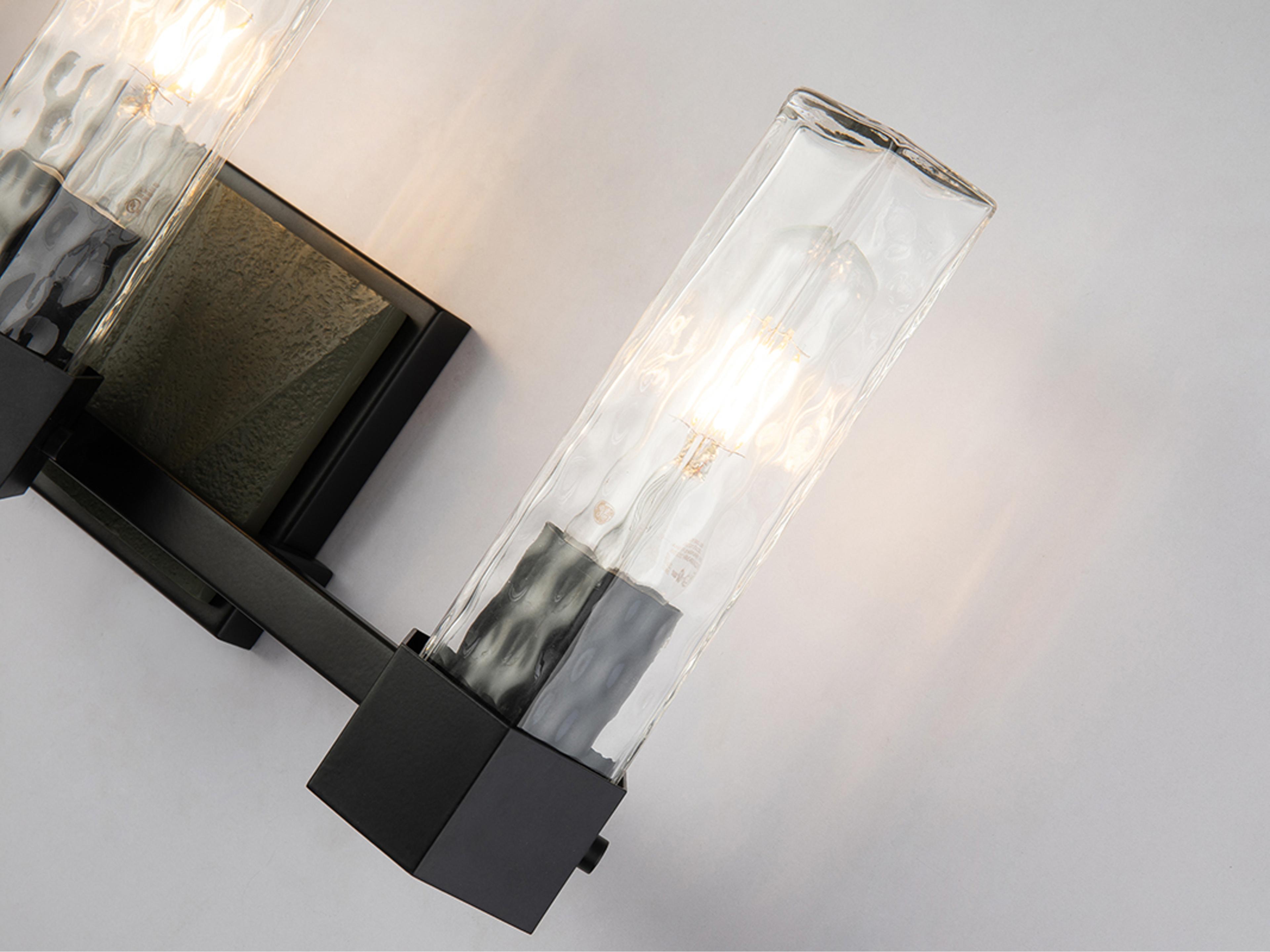 Lucas McKearn Navarre 3-Light Black Grey Glass Vanity Light