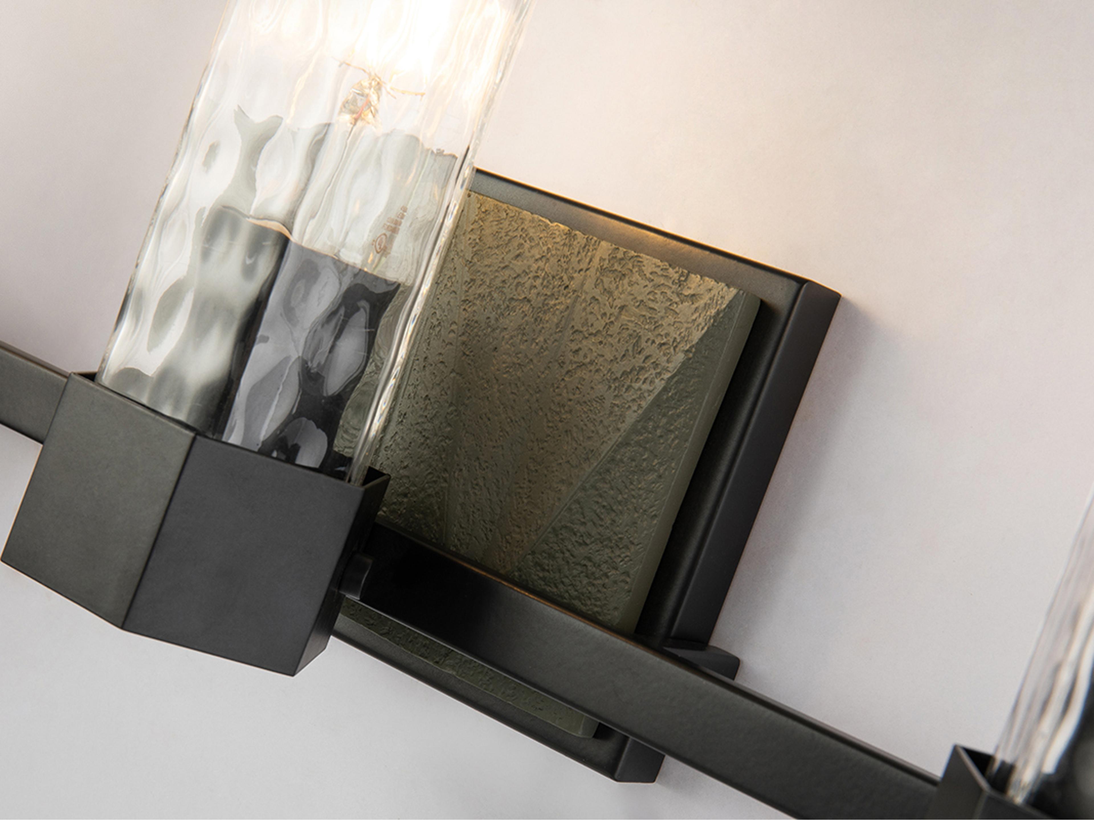 Lucas McKearn Navarre 3-Light Black Grey Glass Vanity Light