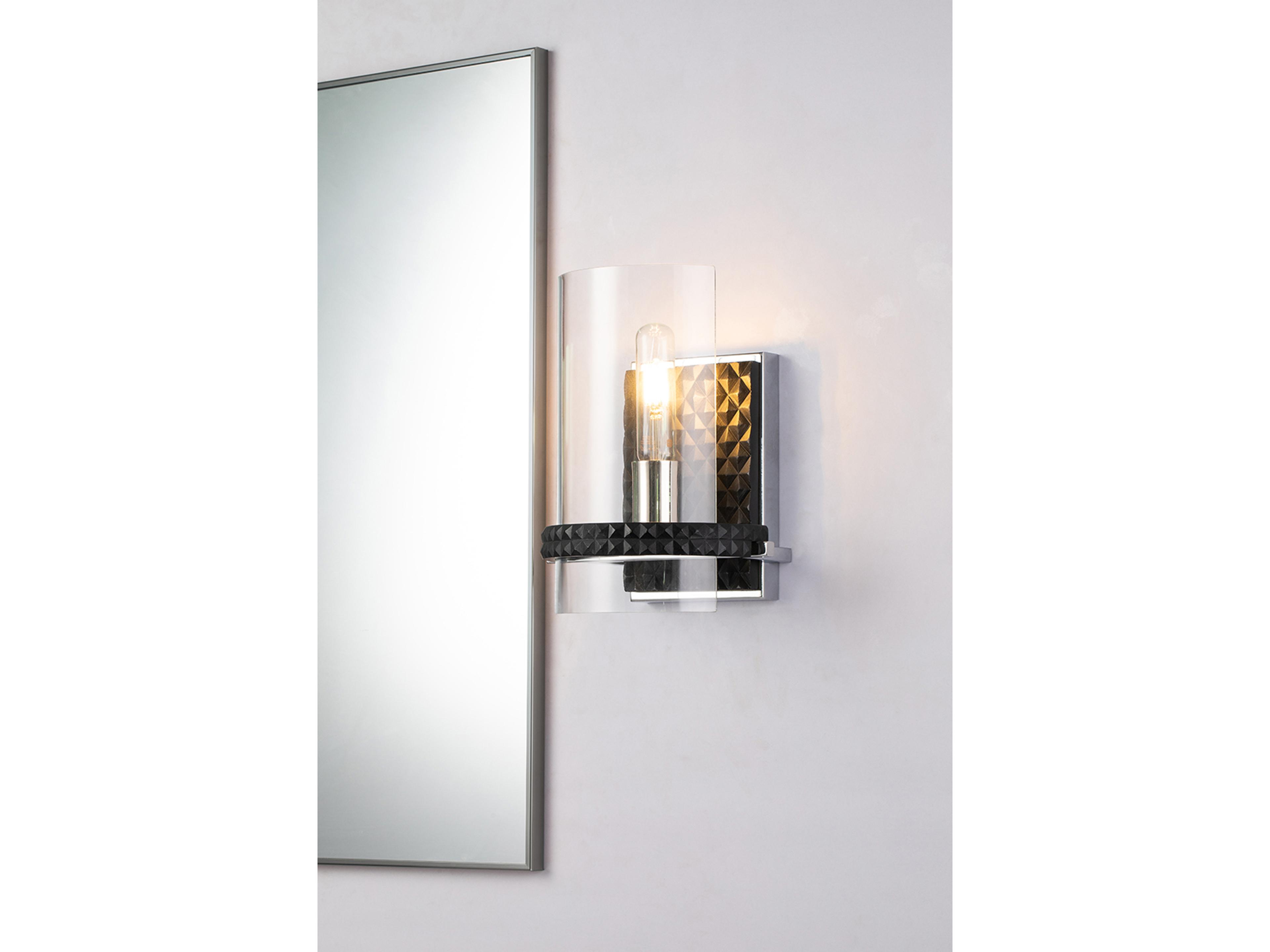 Lucas McKearn Mazant 1-Light Matte Black Polished Chrome Glass Wall Sconce