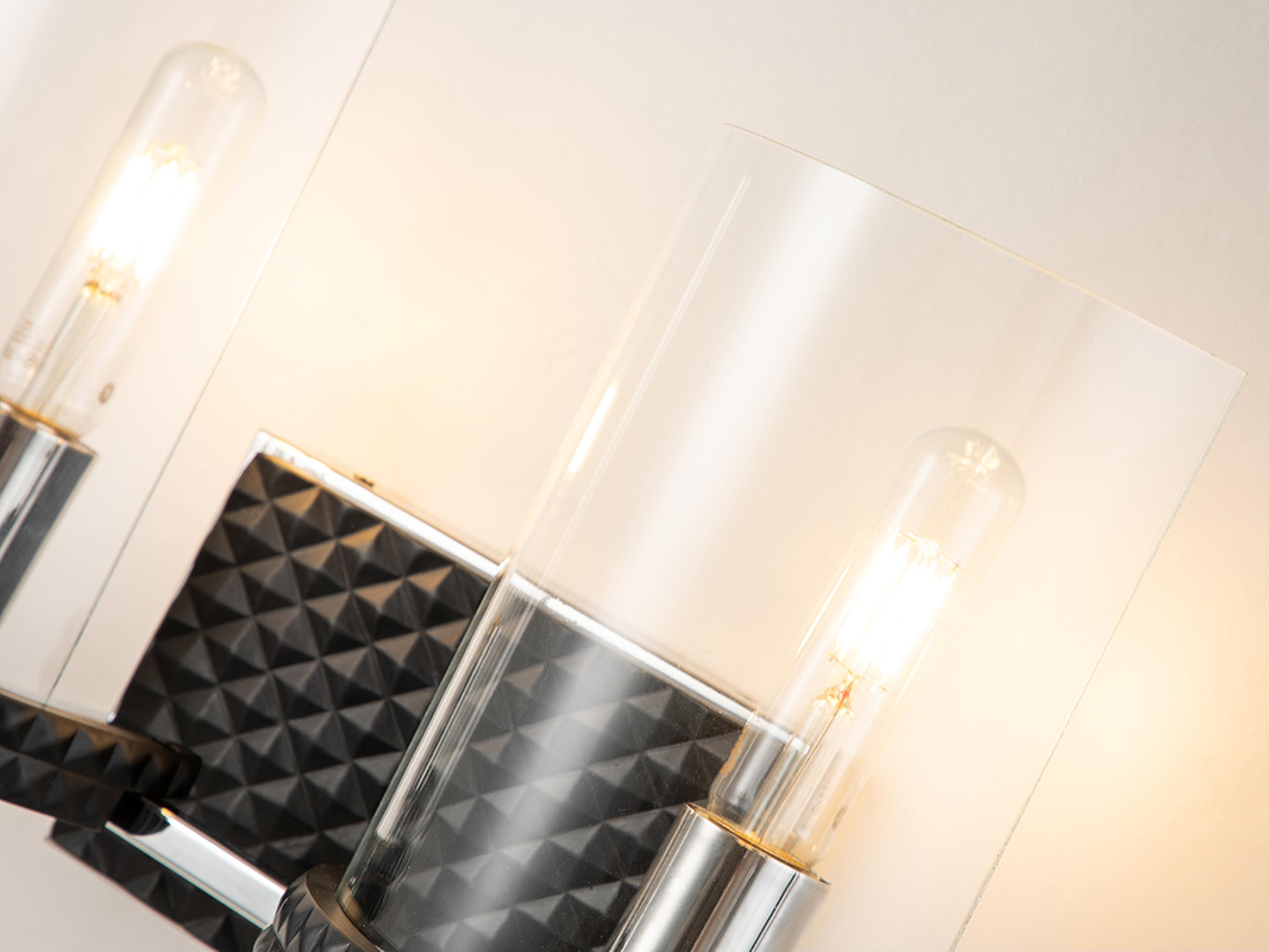 Lucas McKearn Mazant 2-Light Matte Black Polished Chrome Glass Vanity Light