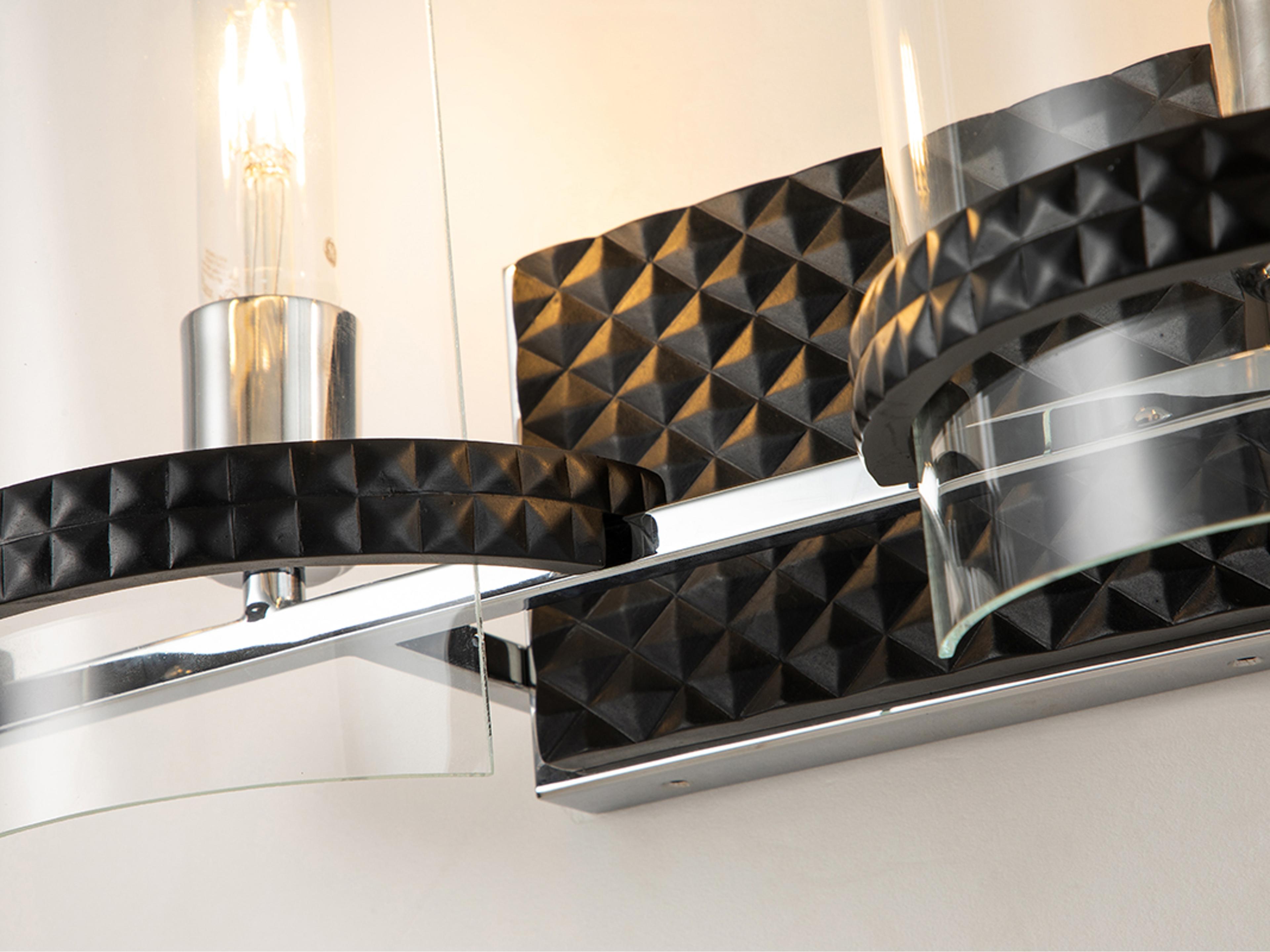 Lucas McKearn Mazant 2-Light Matte Black Polished Chrome Glass Vanity Light