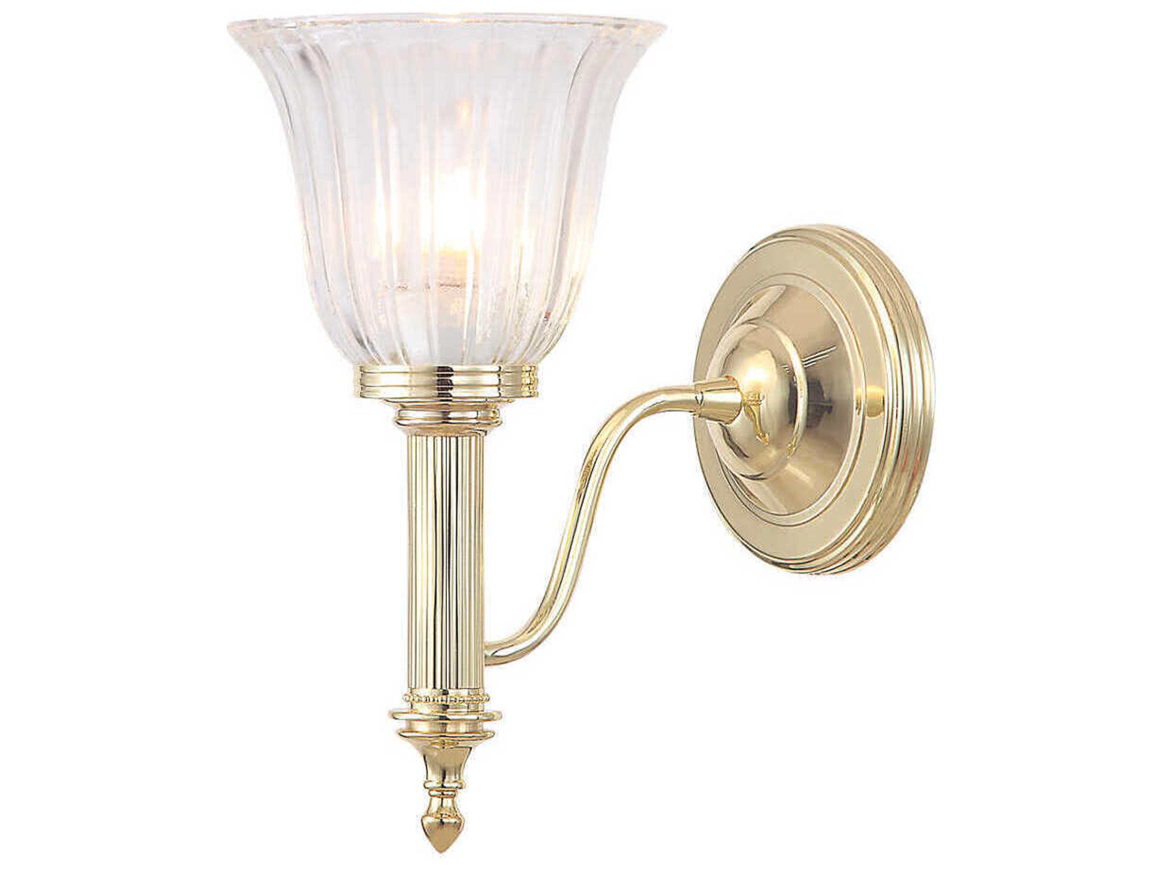 Carroll 1-Light Polished Bronze Glass Wall Sconce