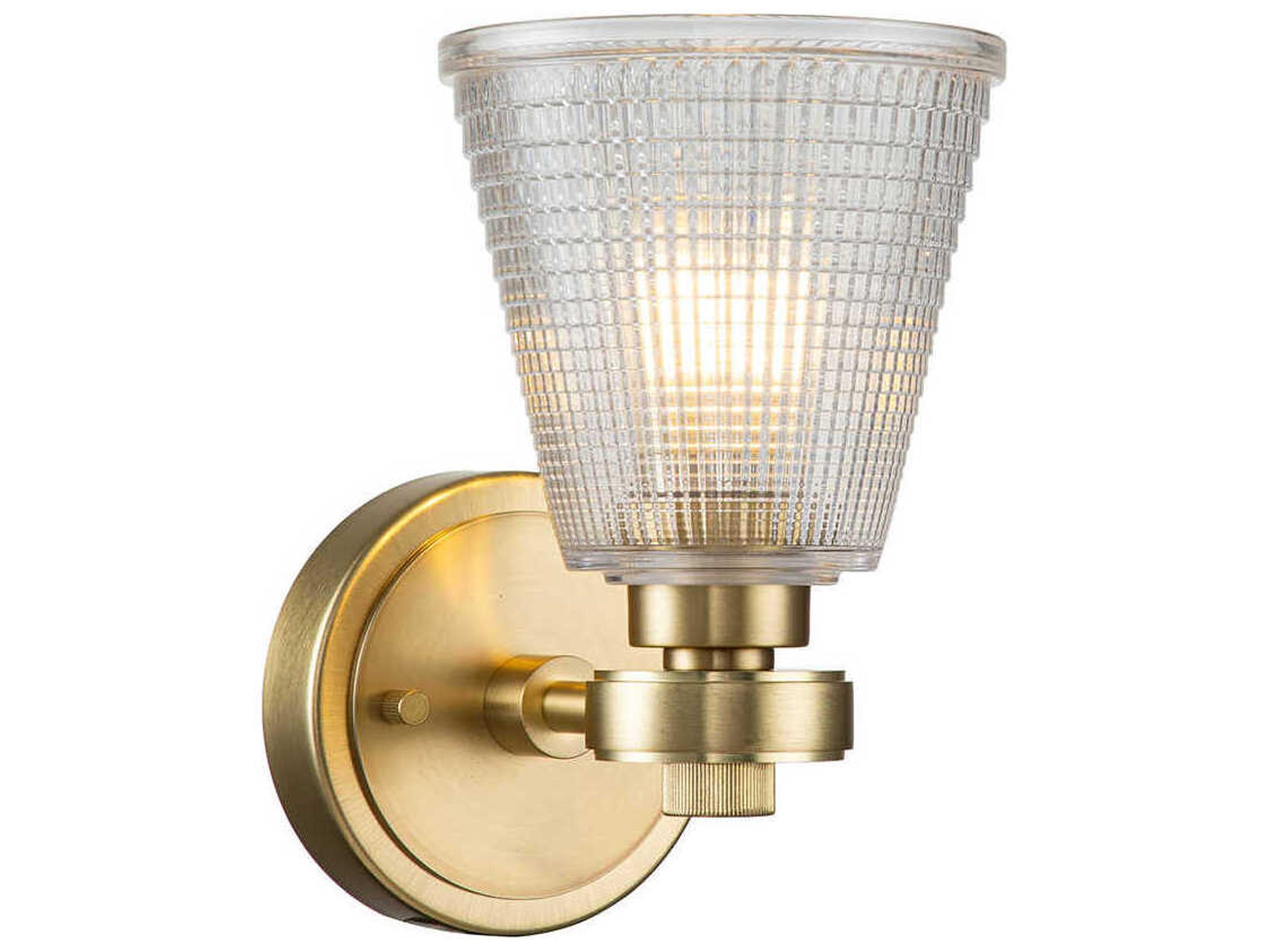 Lucas McKearn 1-Light Brushed Brass Glass Wall Sconce