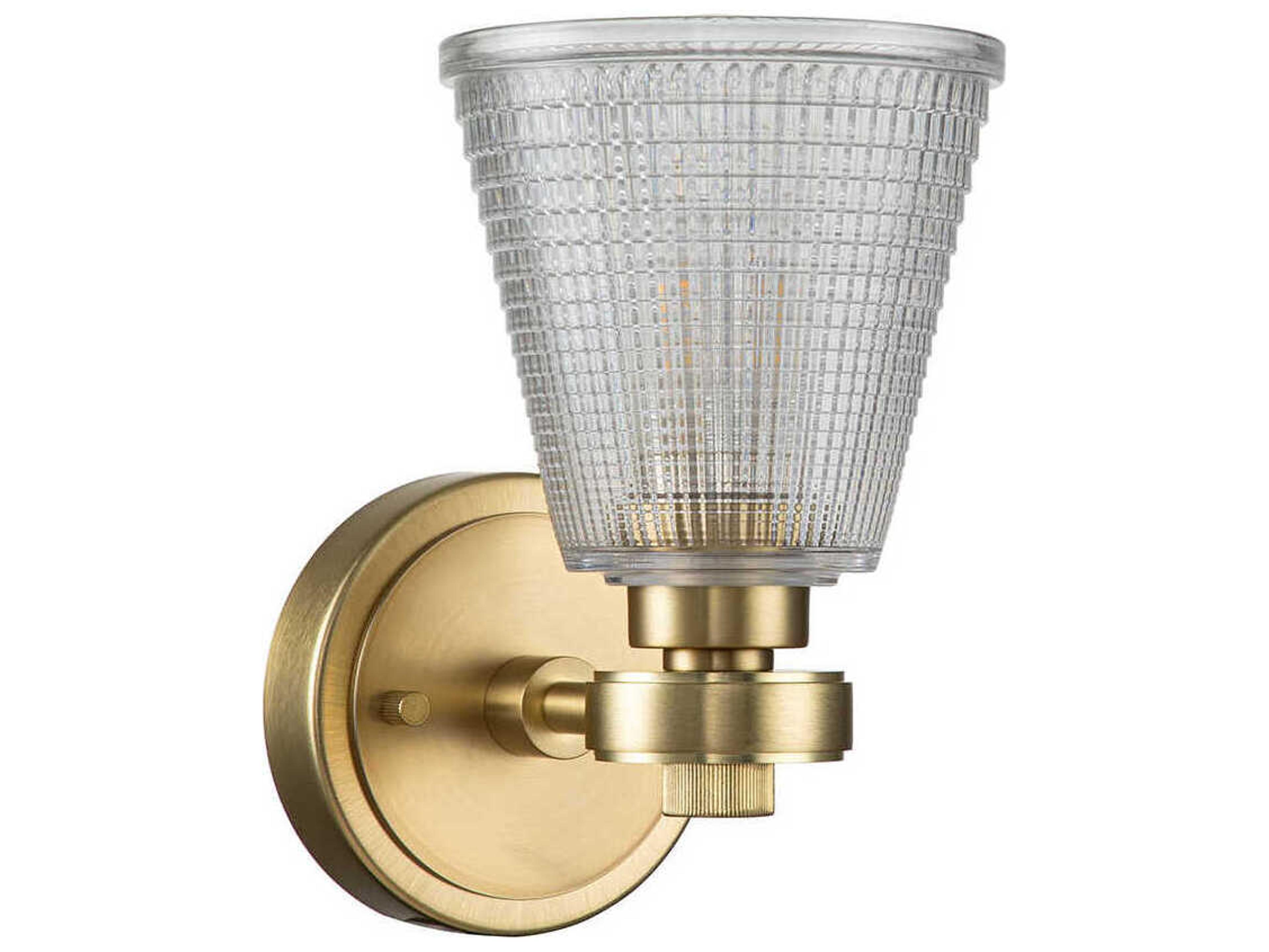 Lucas McKearn 1-Light Brushed Brass Glass Wall Sconce