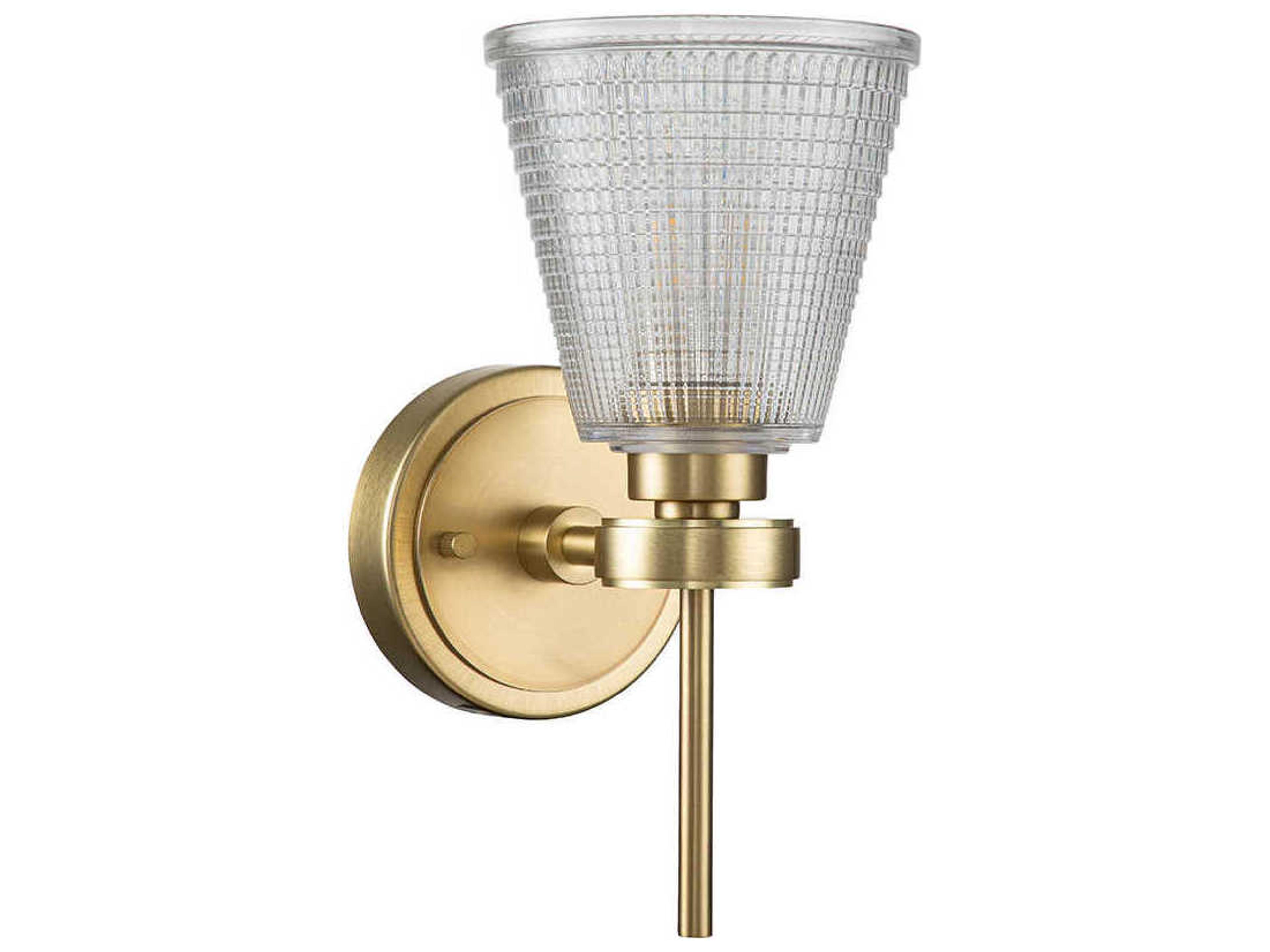 Lucas McKearn 1-Light Brushed Brass Glass Wall Sconce