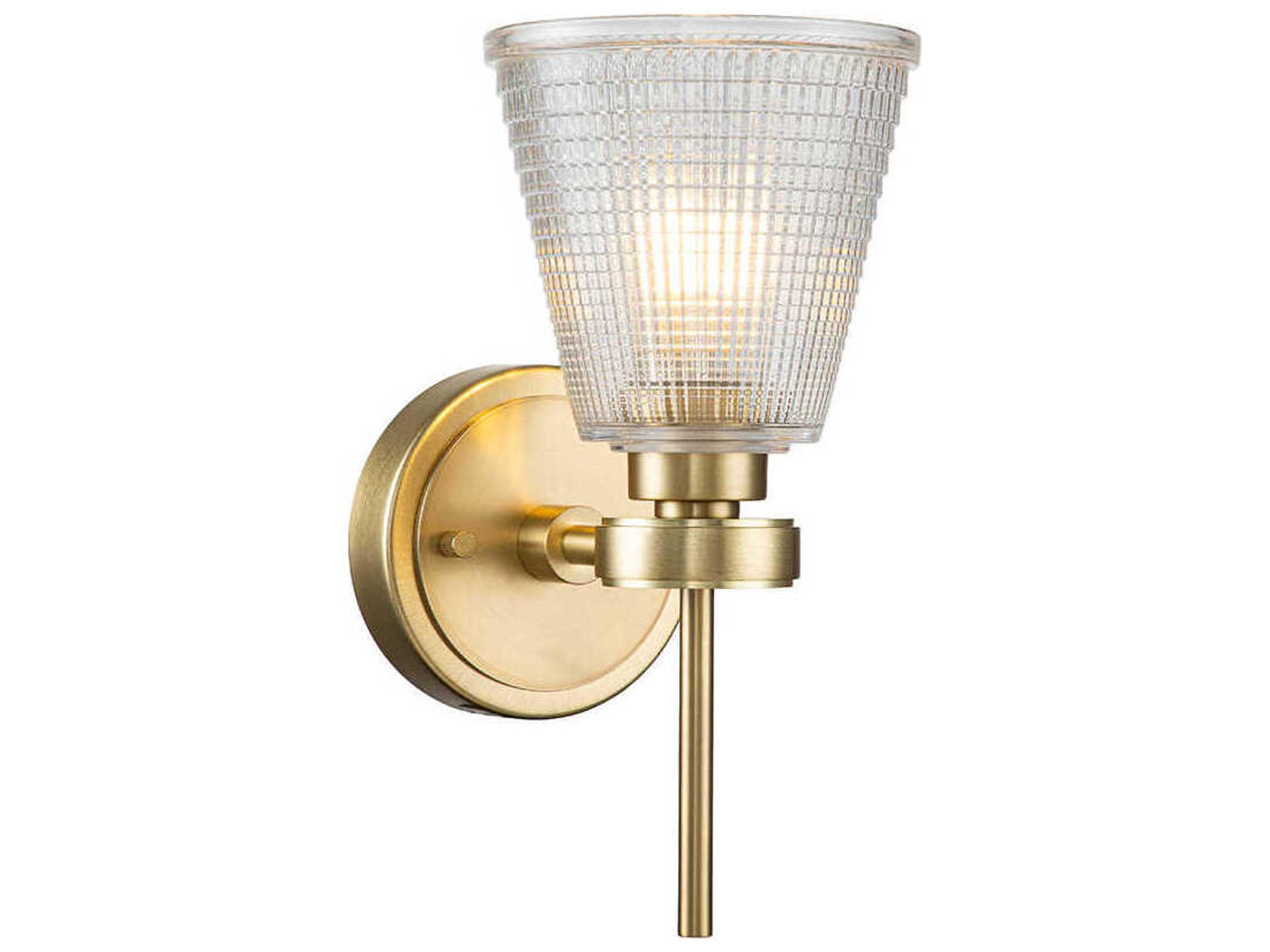 Lucas McKearn 1-Light Brushed Brass Glass Wall Sconce