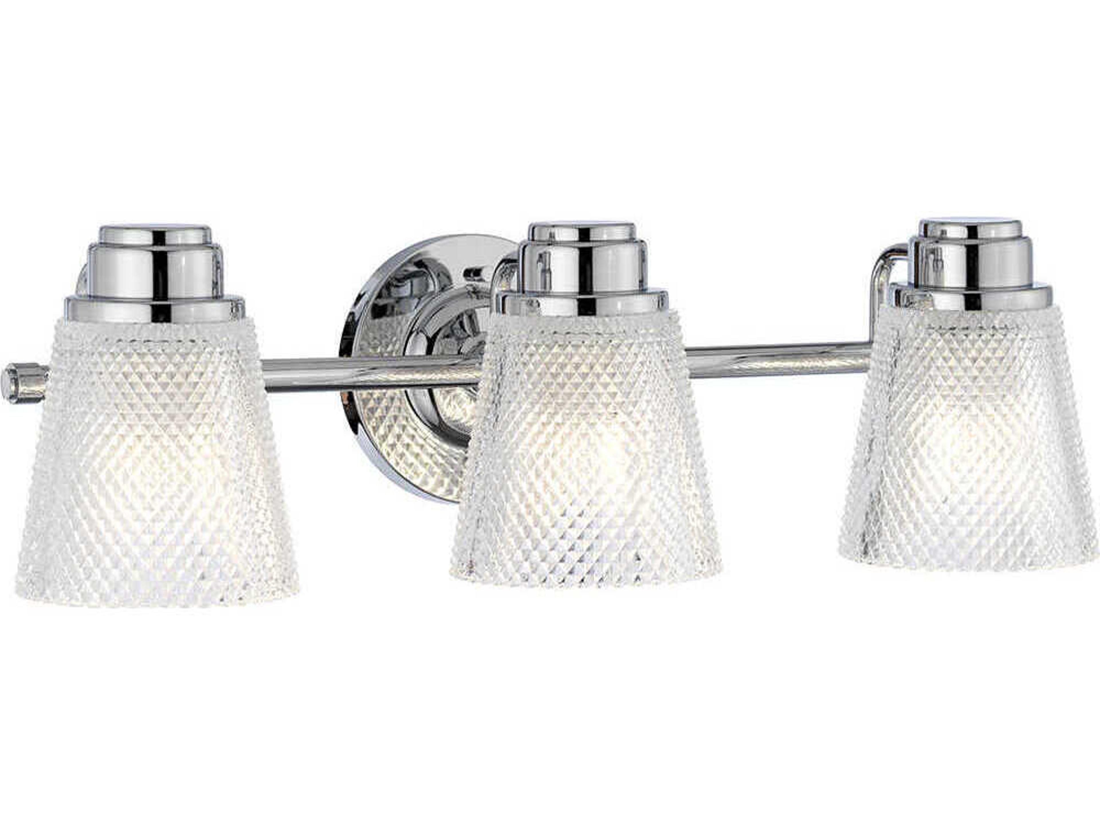 Hudson 3-Light Polished Chrome Glass LED Vanity Light