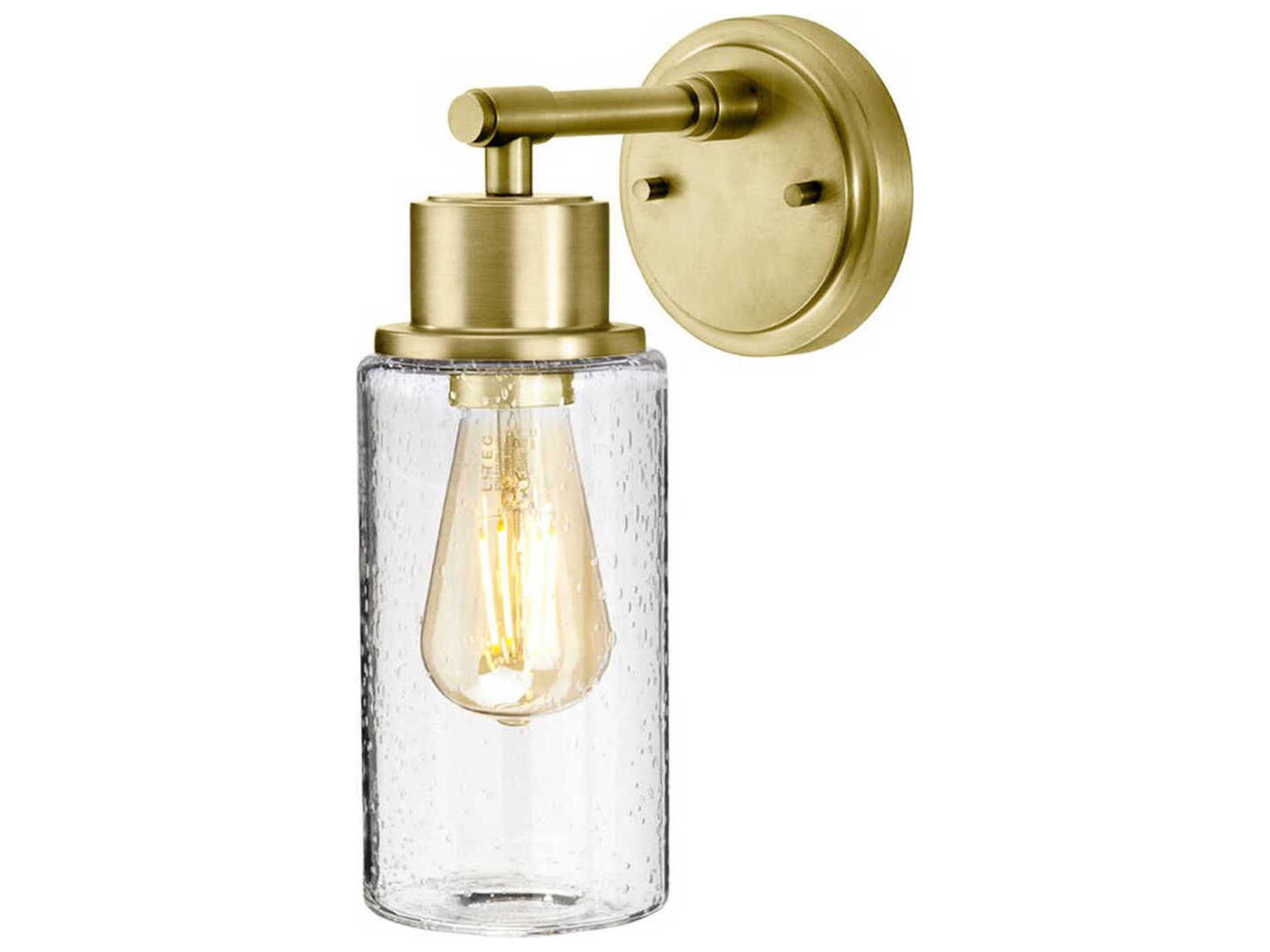 Morvah 1-Light Brushed Brass Glass Wall Sconce