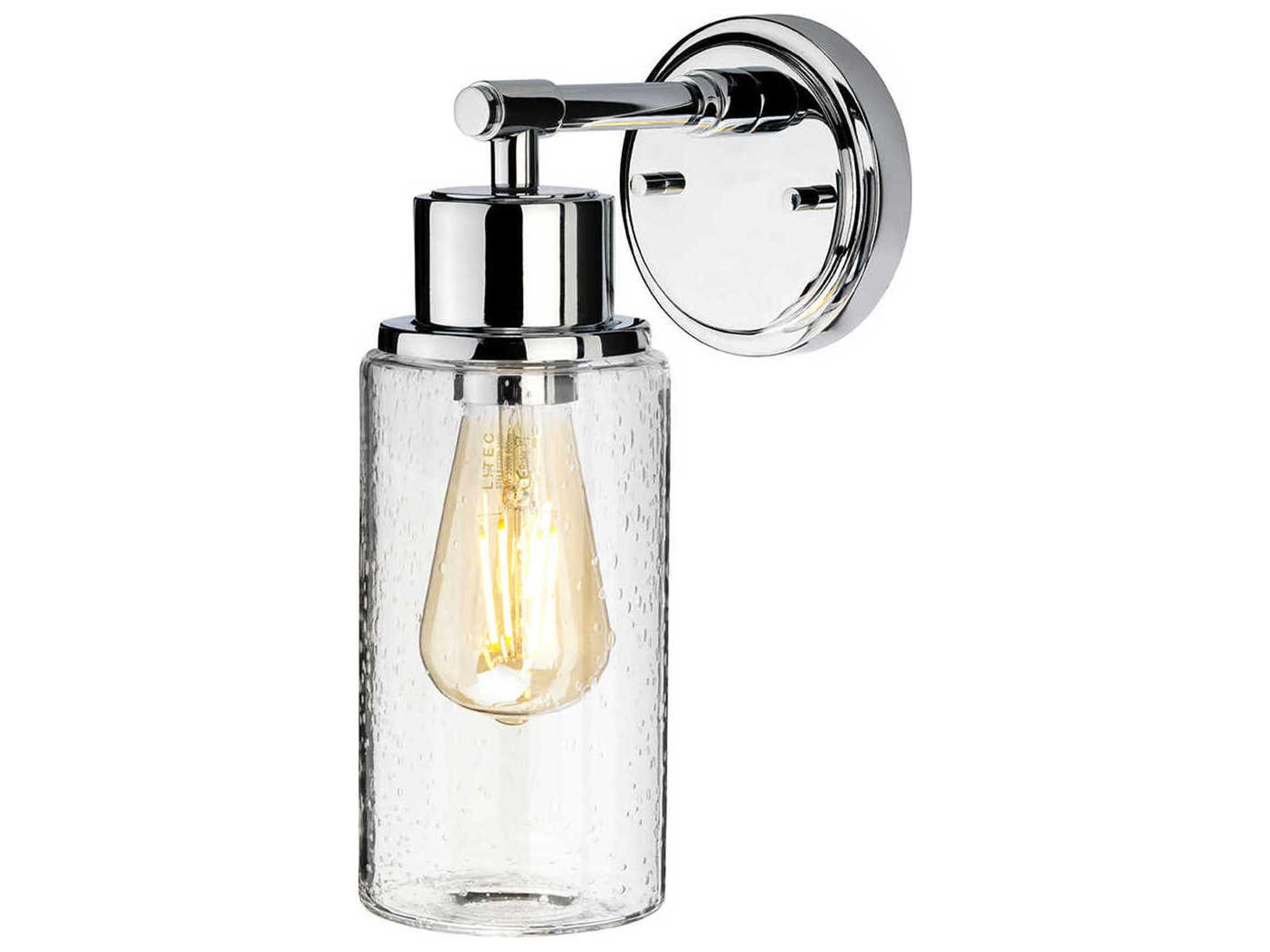 Morvah 1-Light Polished Chrome Glass Wall Sconce