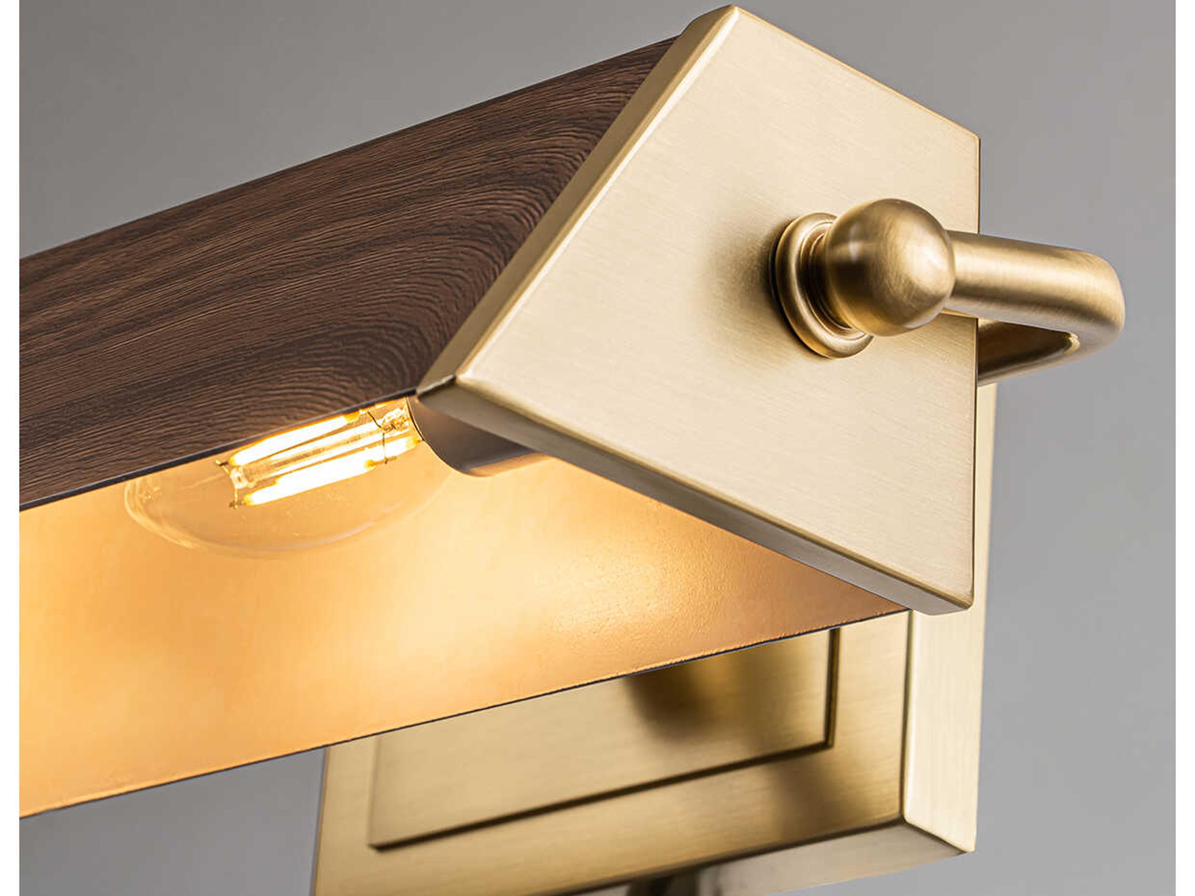 Lucas McKearn Cade 2-Light Wood Brushed Brass Picture Light