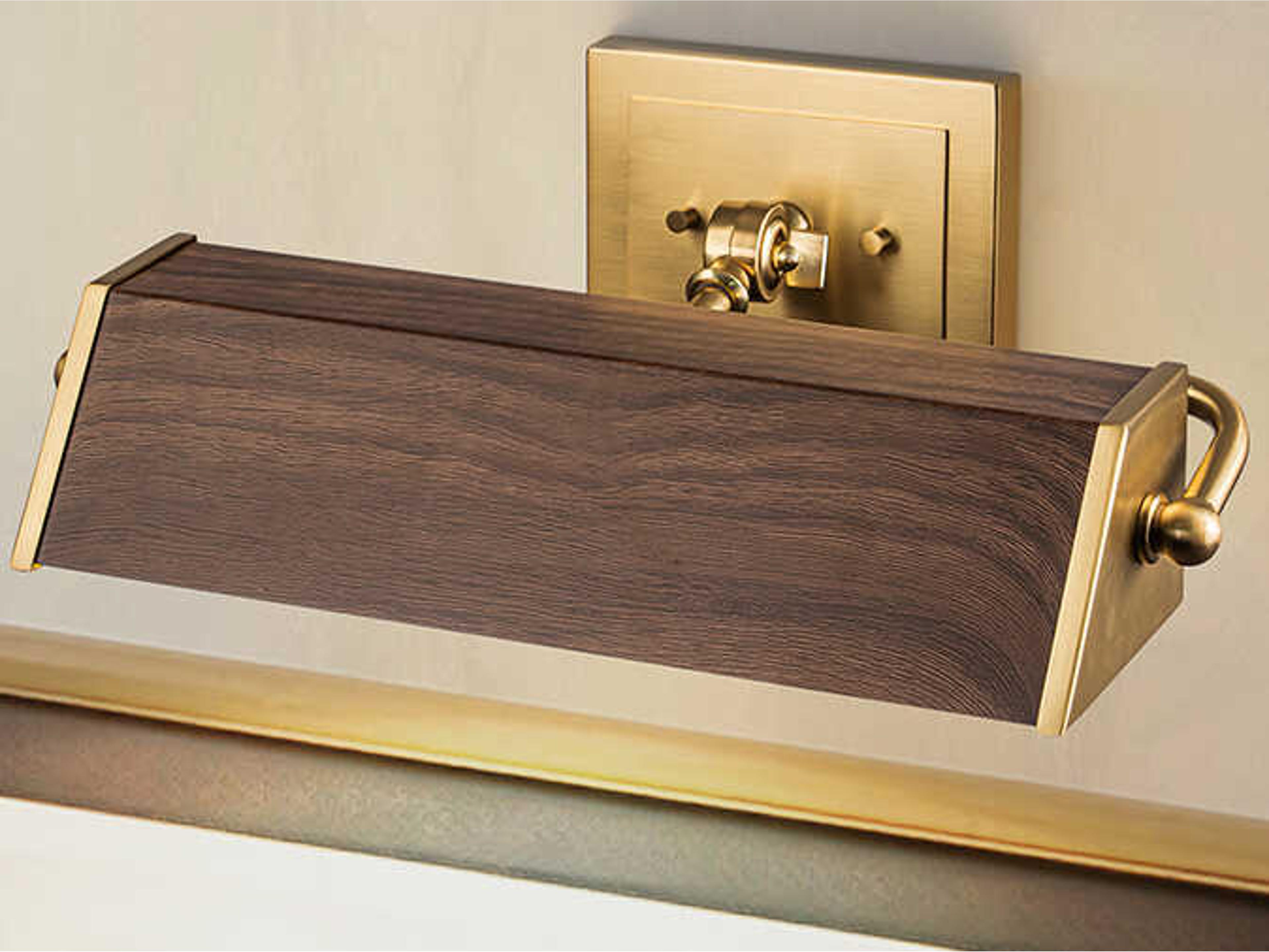 Lucas McKearn Cade 2-Light Wood Brushed Brass Picture Light