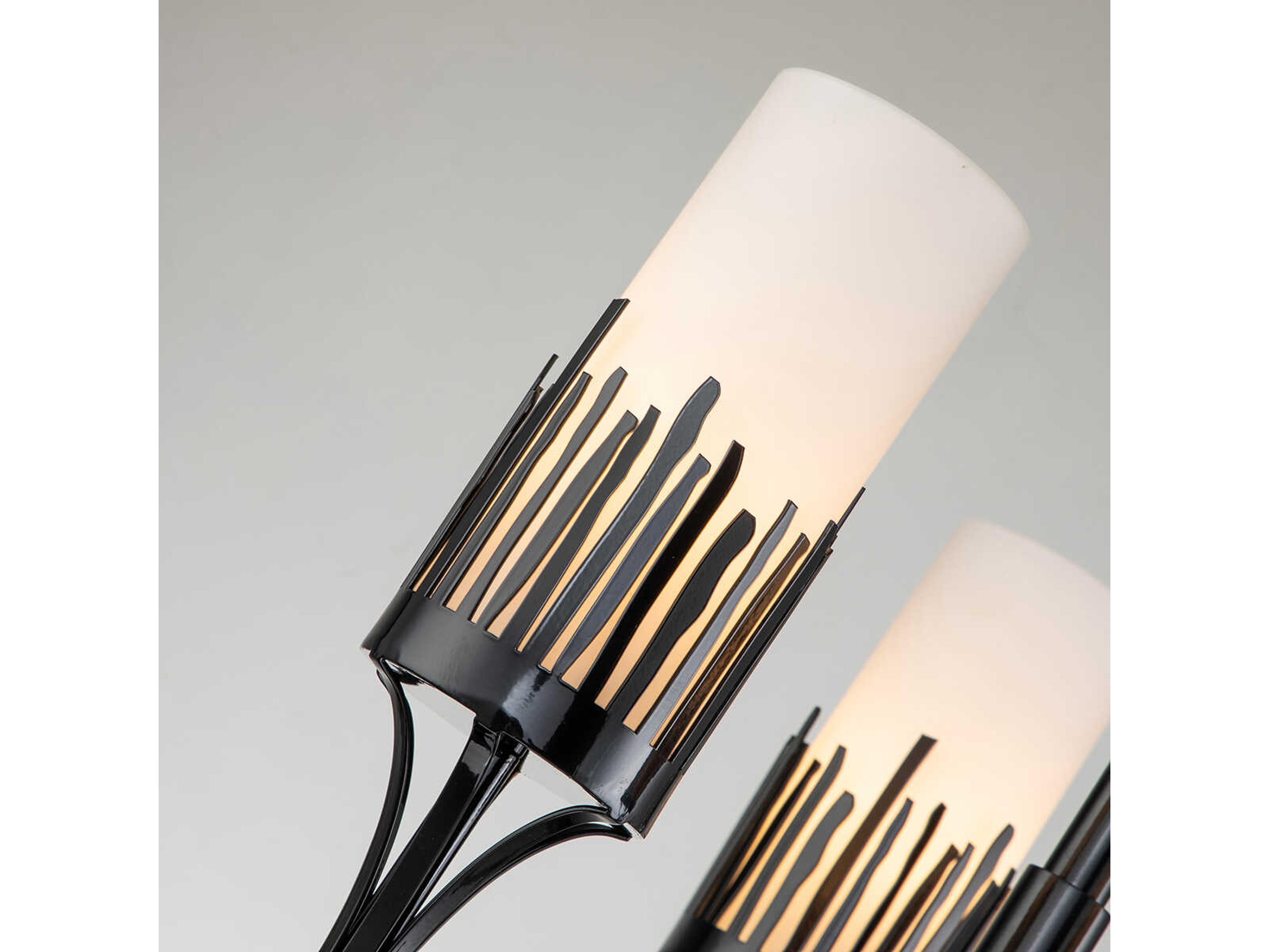 Lucas McKearn Sawgrass 3-Light Matte Black Glass Cylinder Chandelier