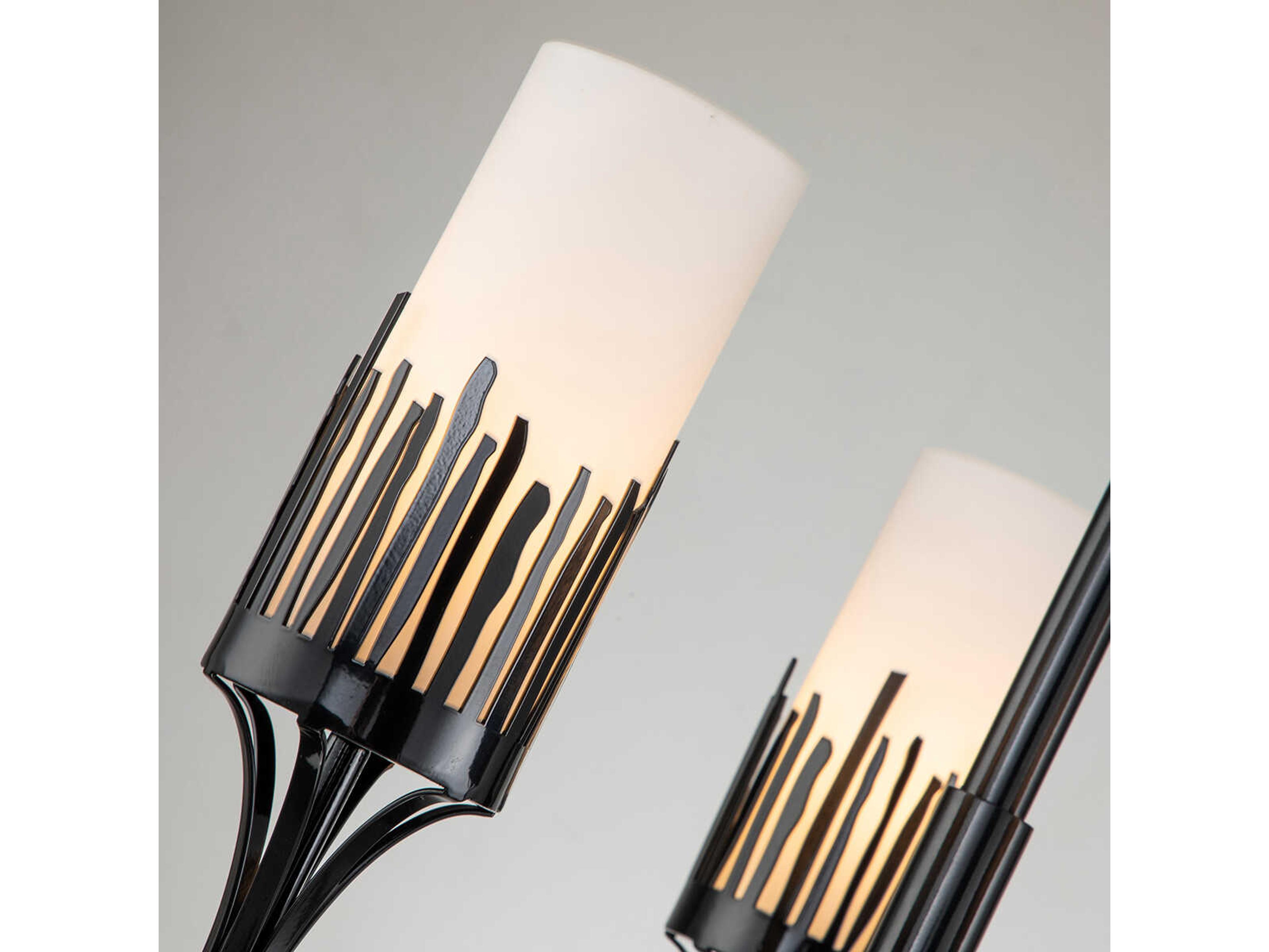 Lucas McKearn Sawgrass 3-Light Matte Black Glass Cylinder Chandelier