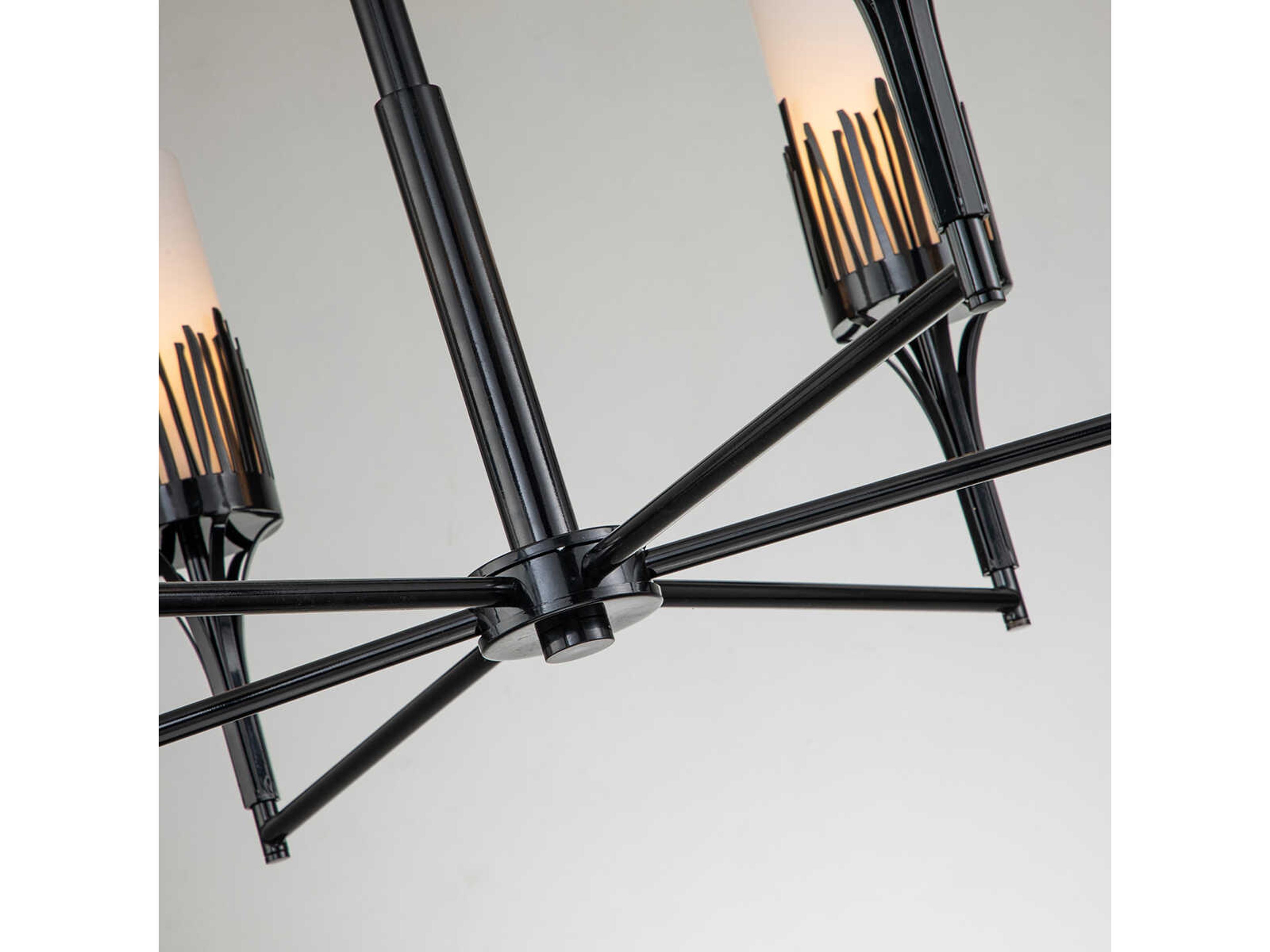 Lucas McKearn Sawgrass 6-Light Matte Black Glass Cylinder Chandelier