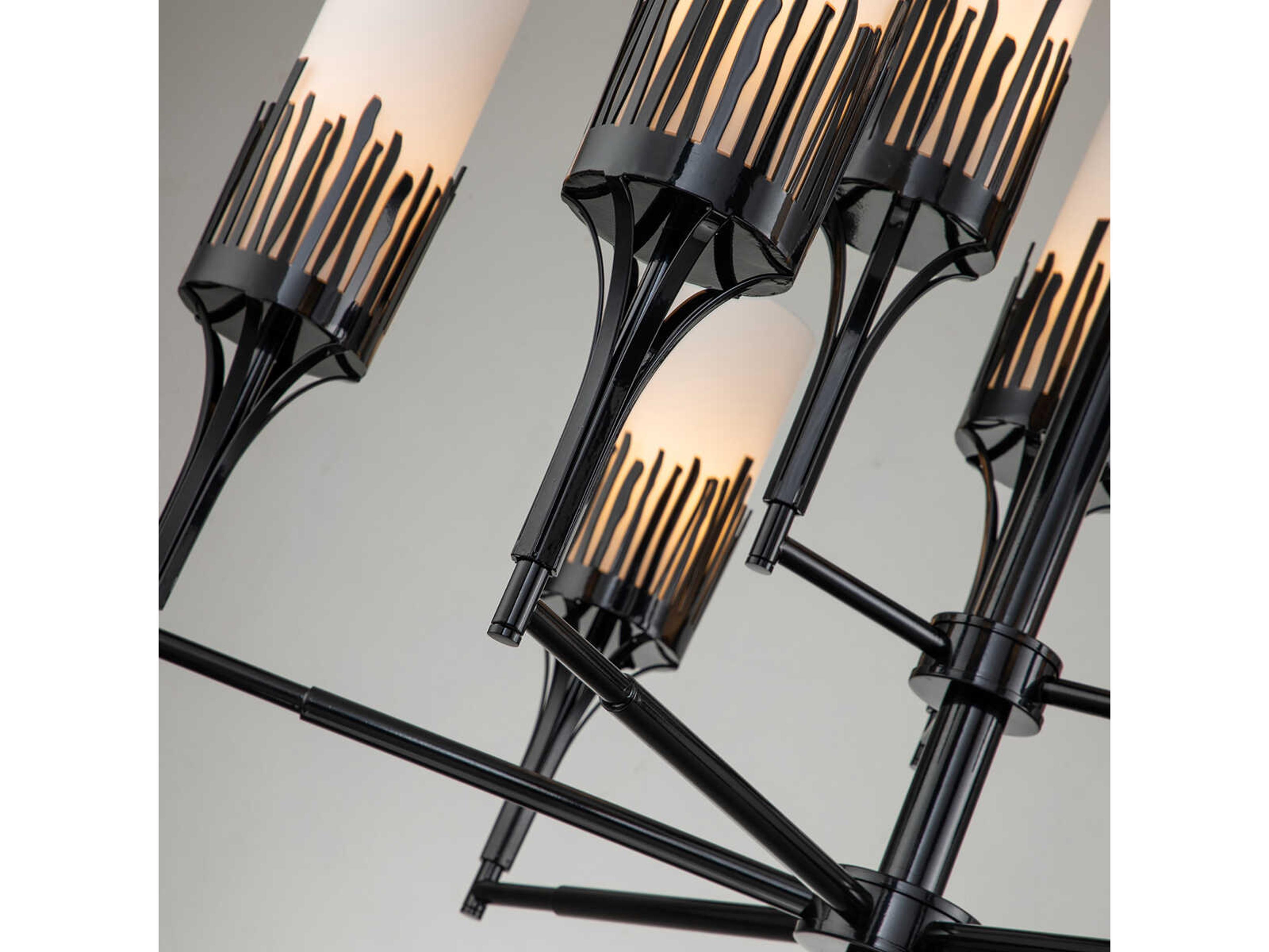 Lucas McKearn Sawgrass 9-Light Matte Black Glass Cylinder Chandelier