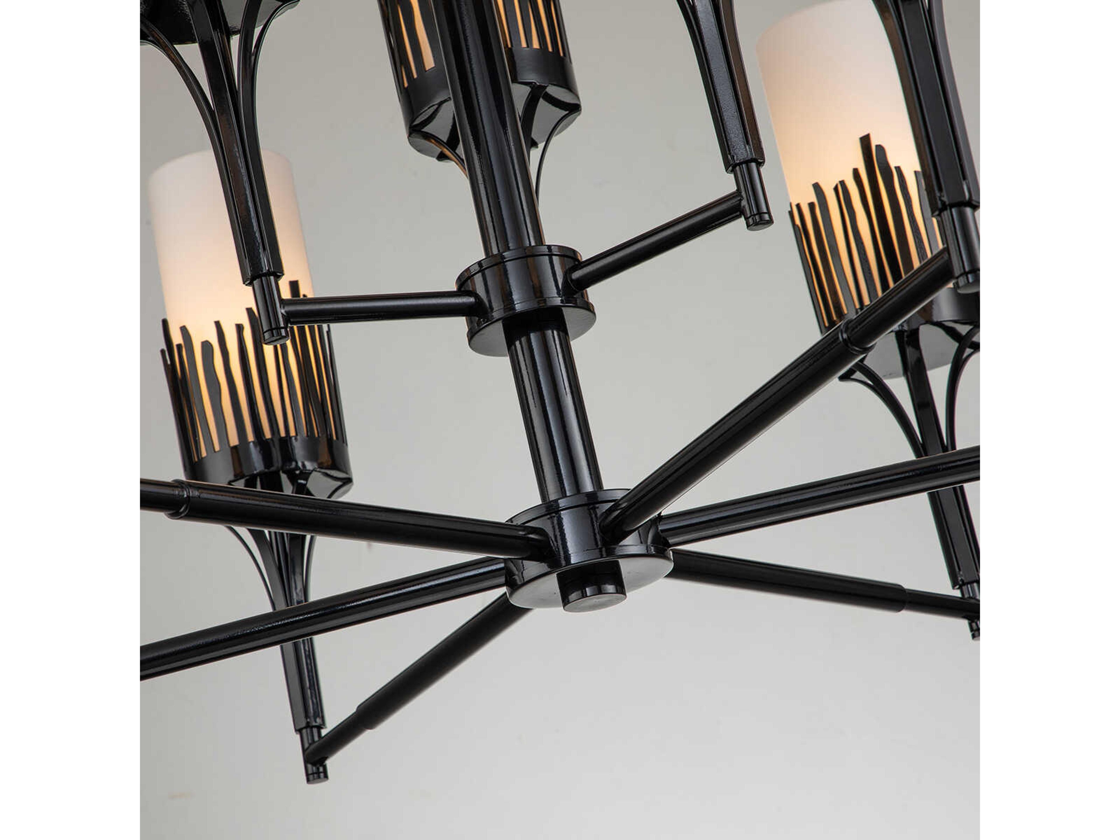 Lucas McKearn Sawgrass 9-Light Matte Black Glass Cylinder Chandelier