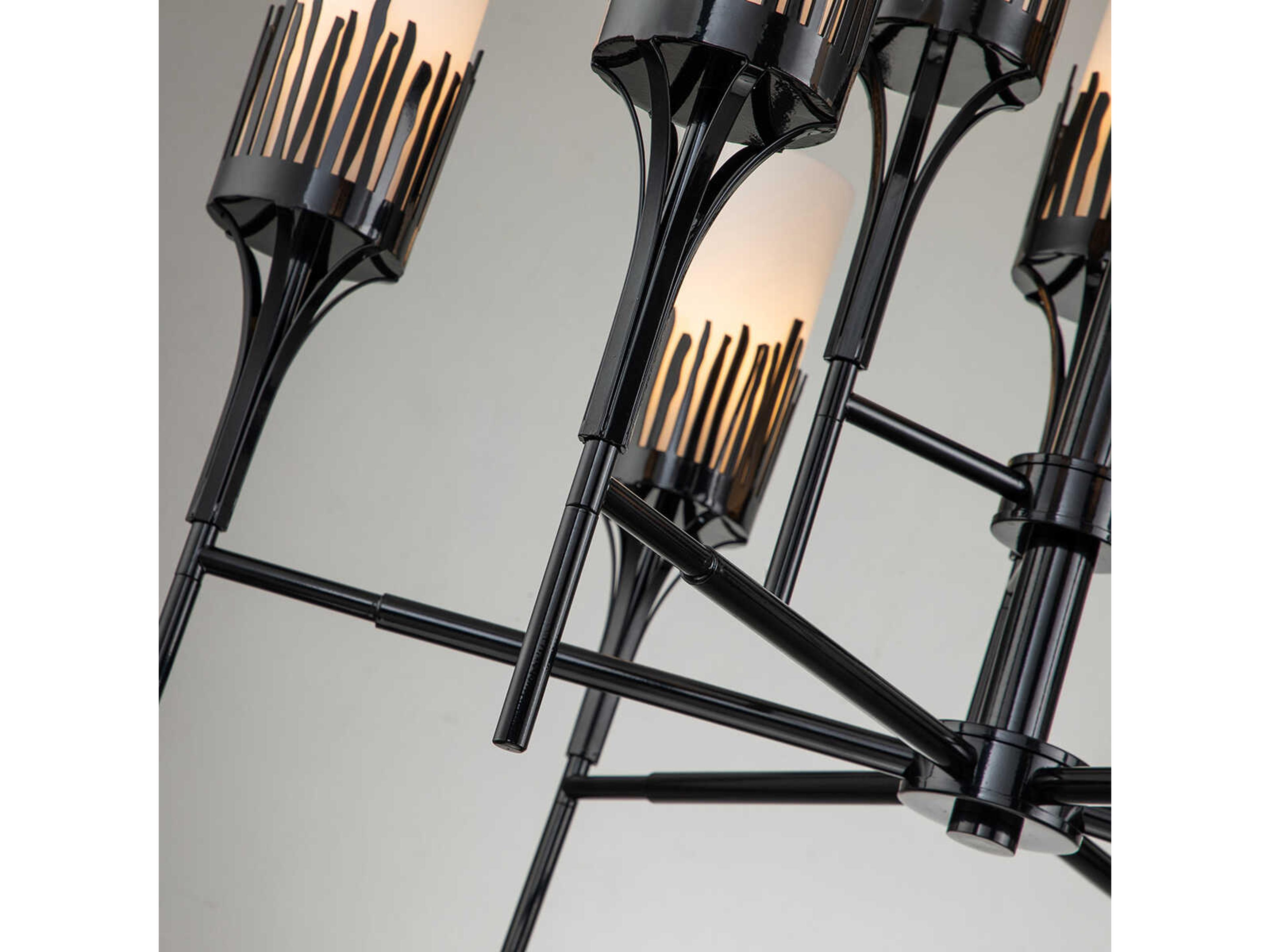 Lucas McKearn Sawgrass 9-Light Matte Black Glass Cylinder Chandelier