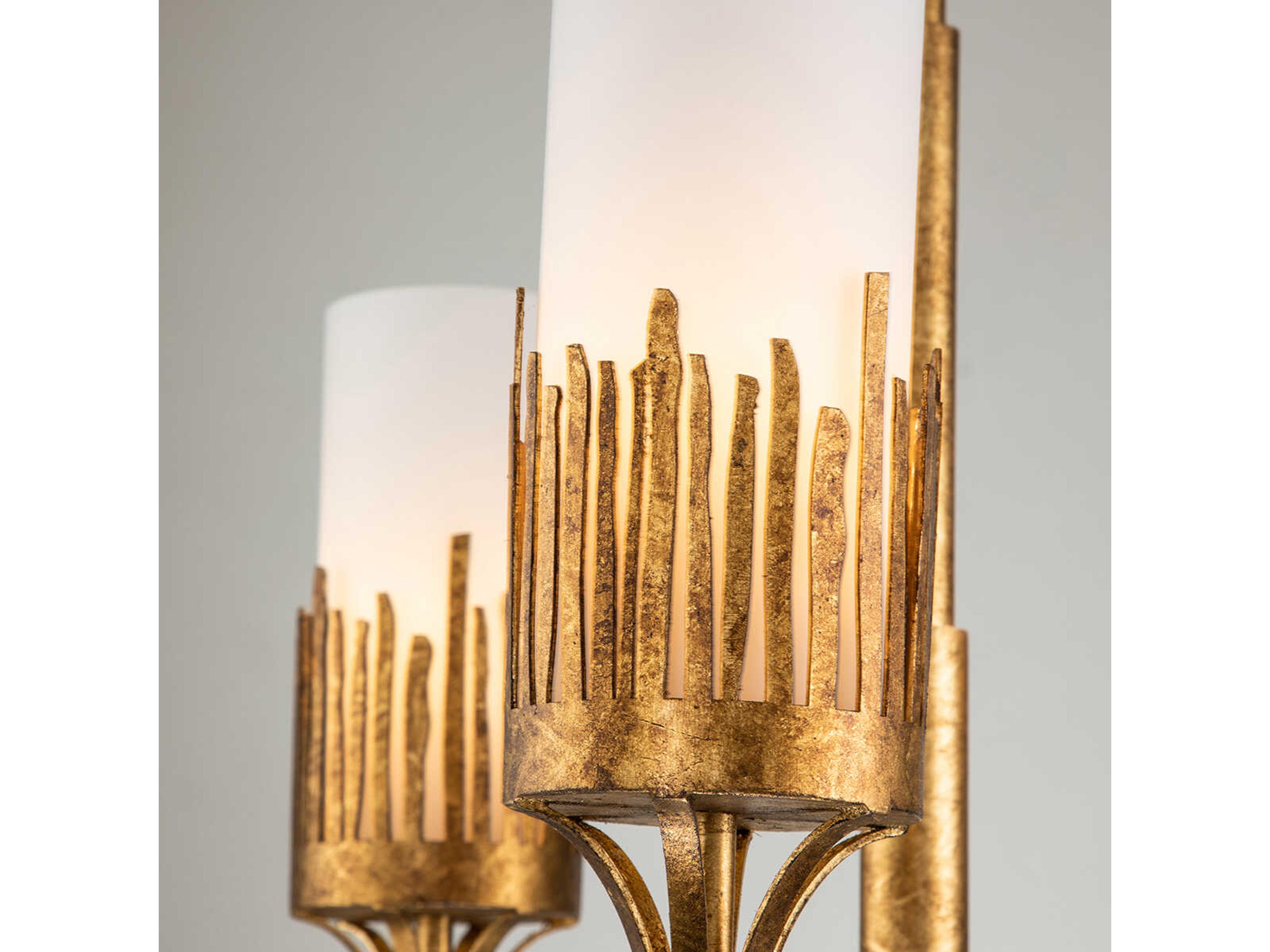 Lucas McKearn Sawgrass 3-Light Gold Leaf Glass Cylinder Chandelier