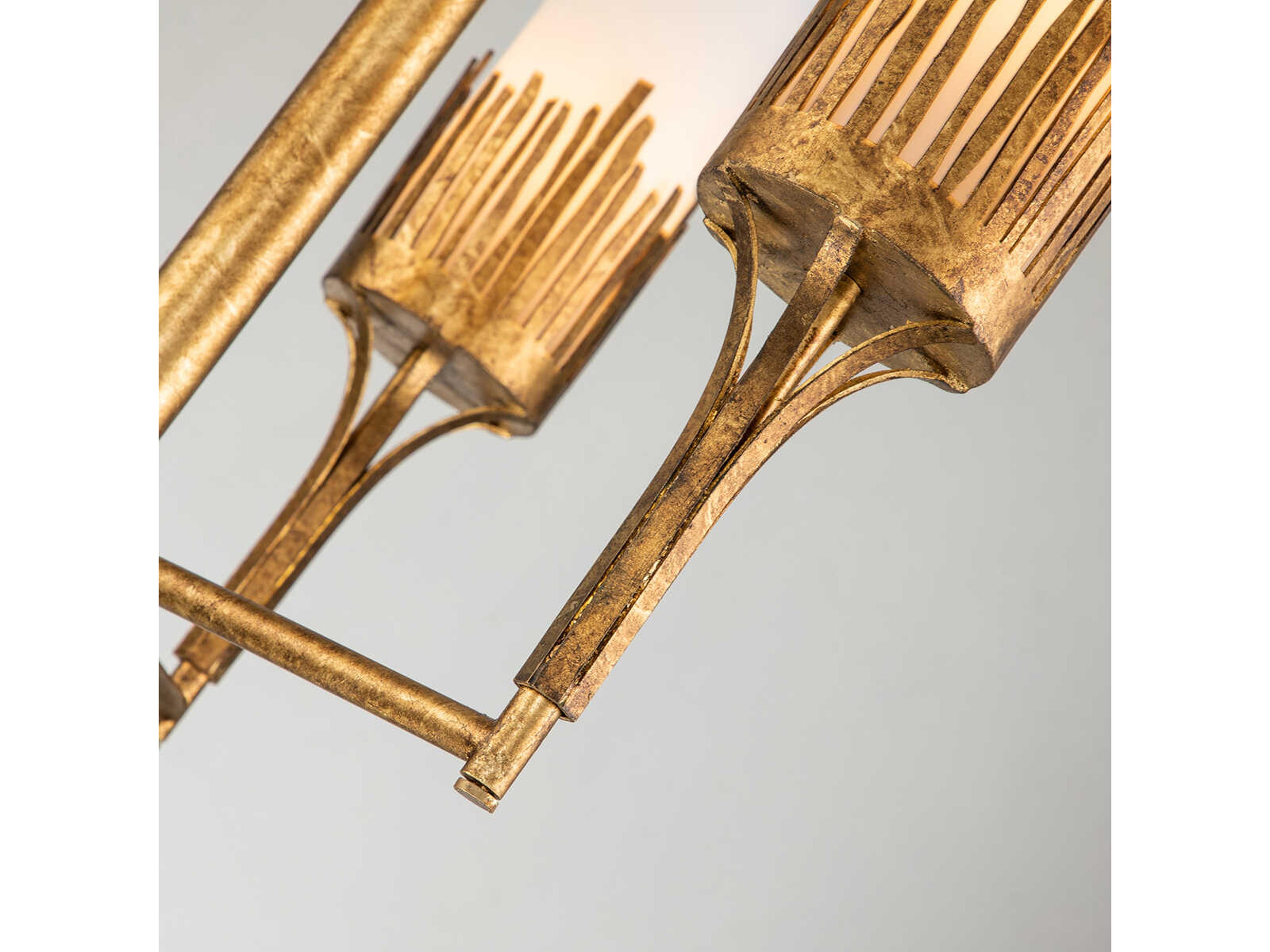 Lucas McKearn Sawgrass 3-Light Gold Leaf Glass Cylinder Chandelier