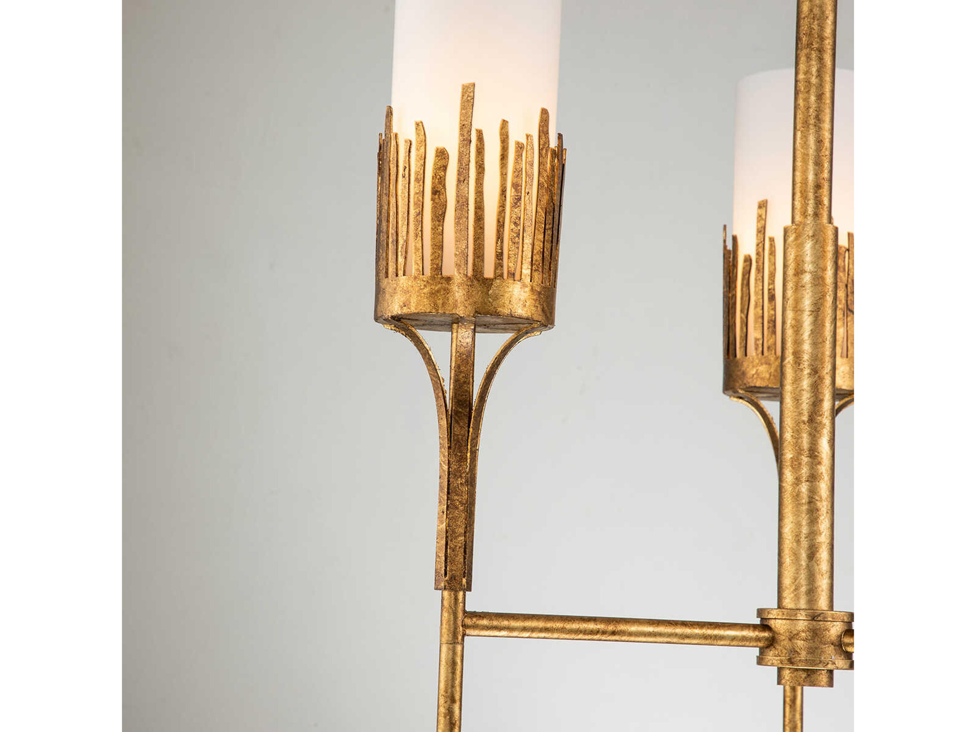 Lucas McKearn Sawgrass 3-Light Gold Leaf Glass Cylinder Chandelier