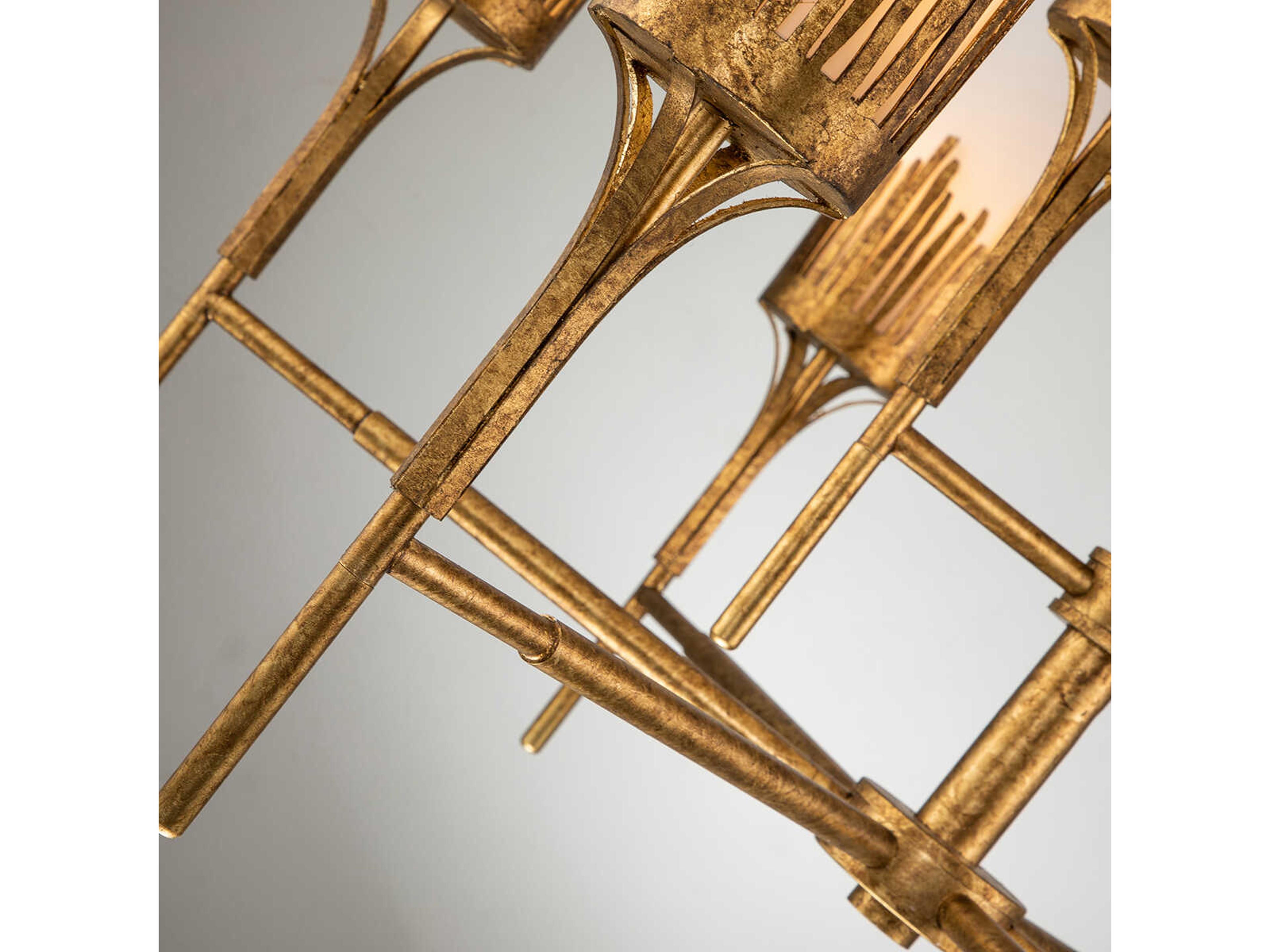 Lucas McKearn Sawgrass 6-Light Gold Leaf Glass Candelabra Cylinder Chandelier