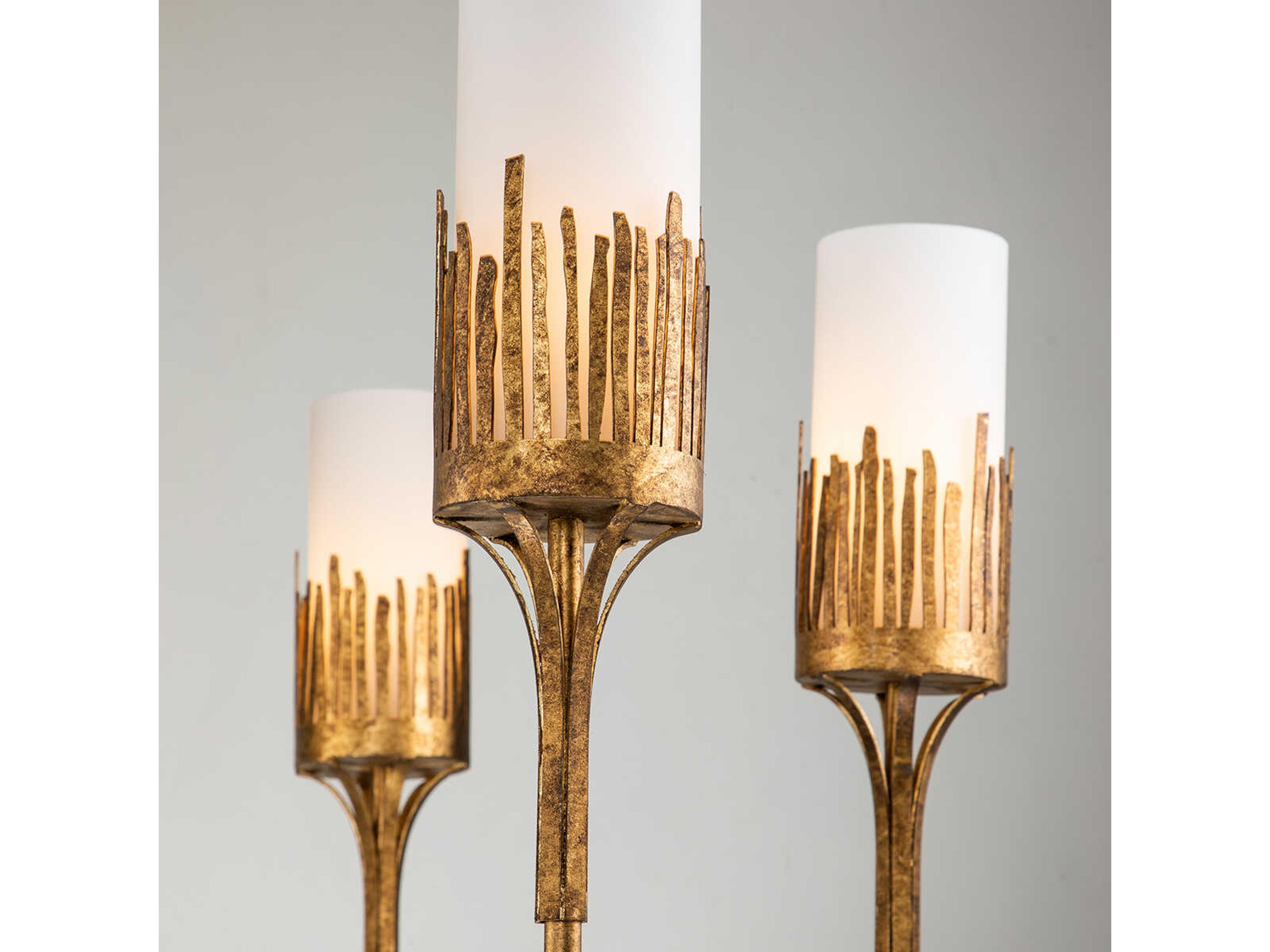 Lucas McKearn Sawgrass 6-Light Gold Leaf Glass Candelabra Cylinder Chandelier
