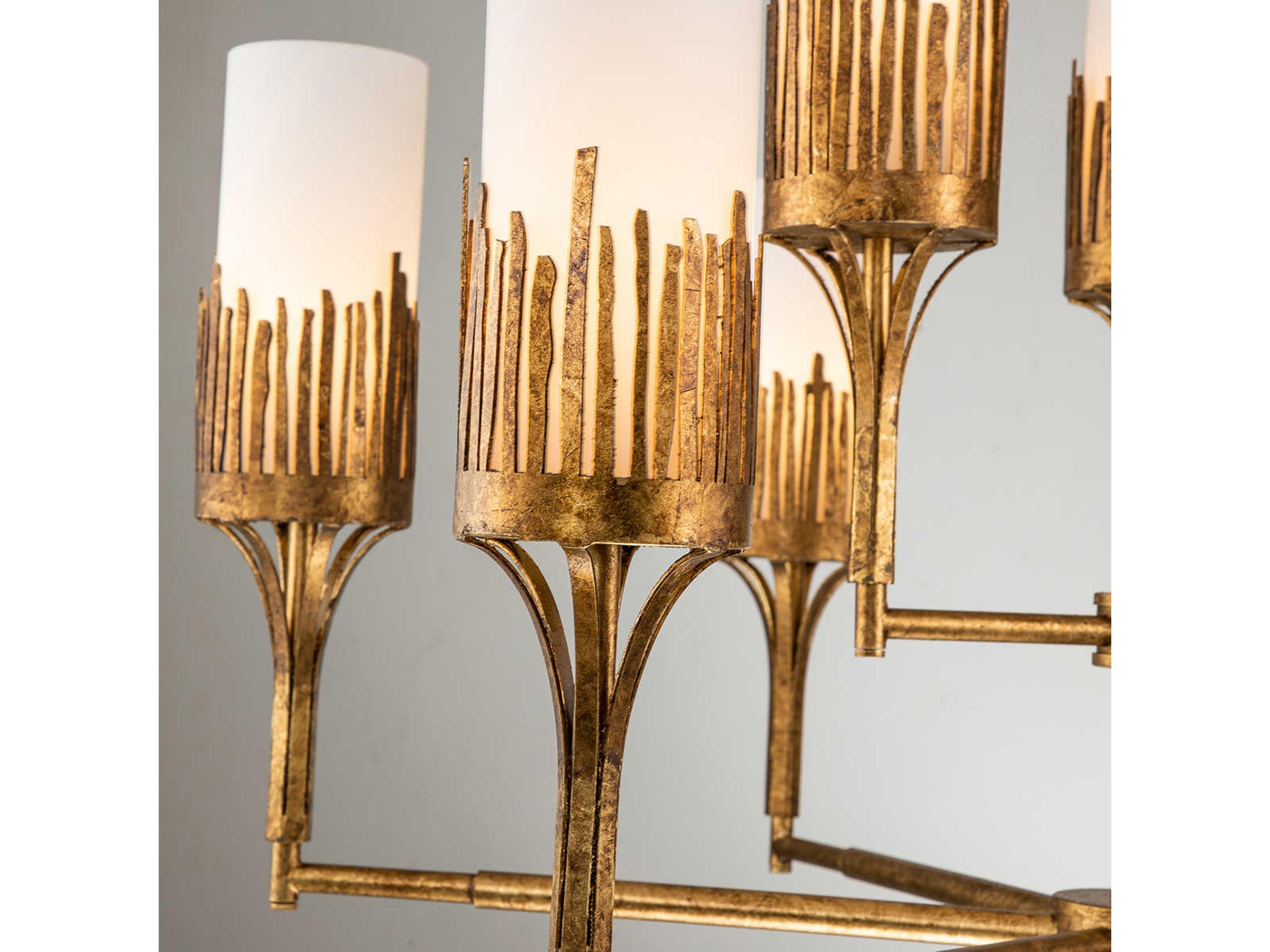 Lucas McKearn Sawgrass 9-Light Gold Leaf Glass Cylinder Chandelier