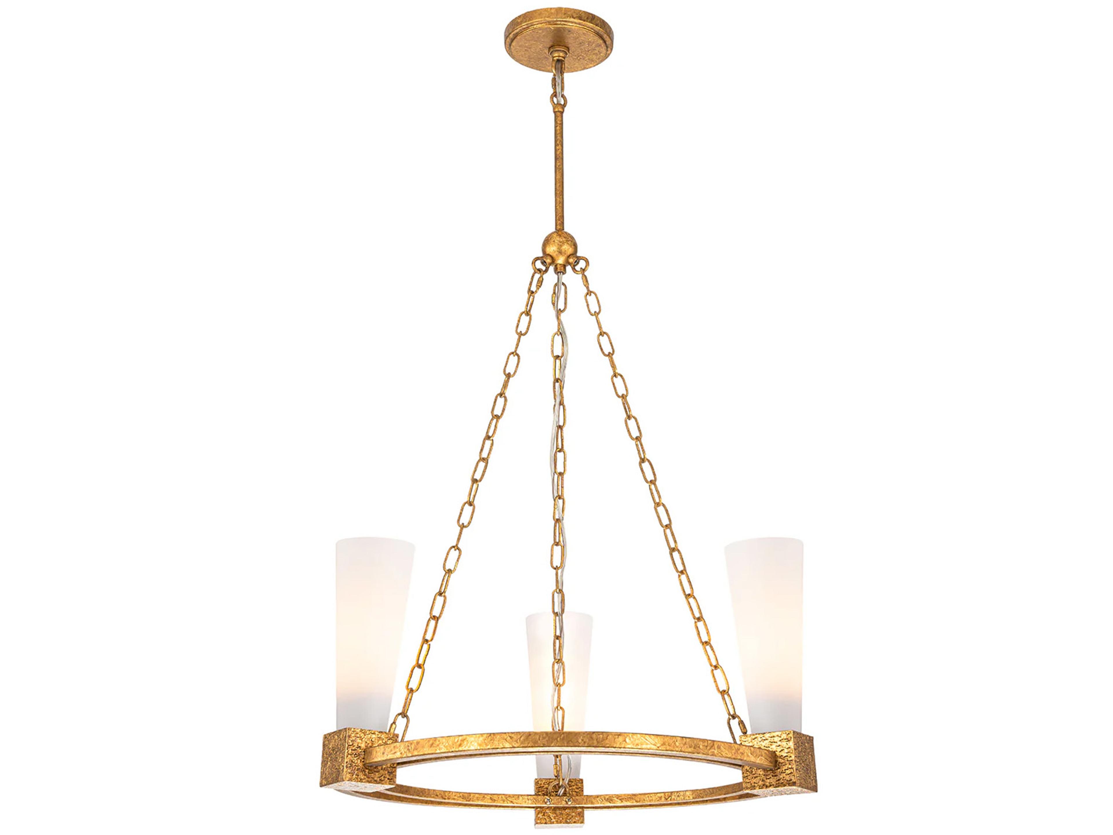 Kristy 3-Light Distressed Gold Cylinder Chandelier