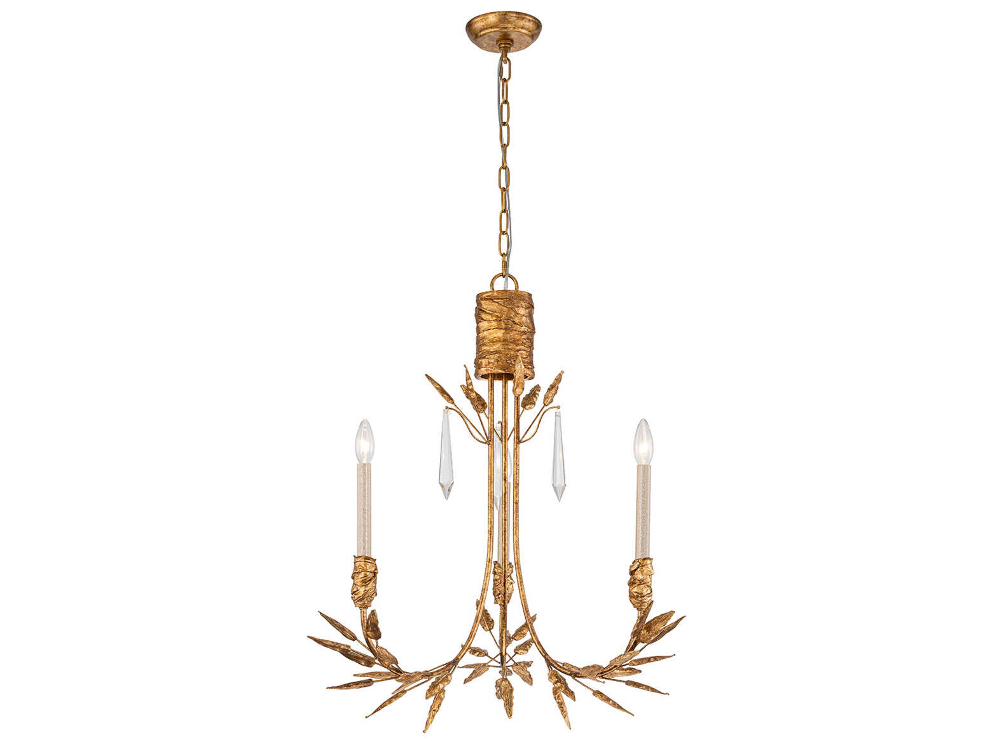 Palm D'or 3-Light Gold Candelabra Chandelier