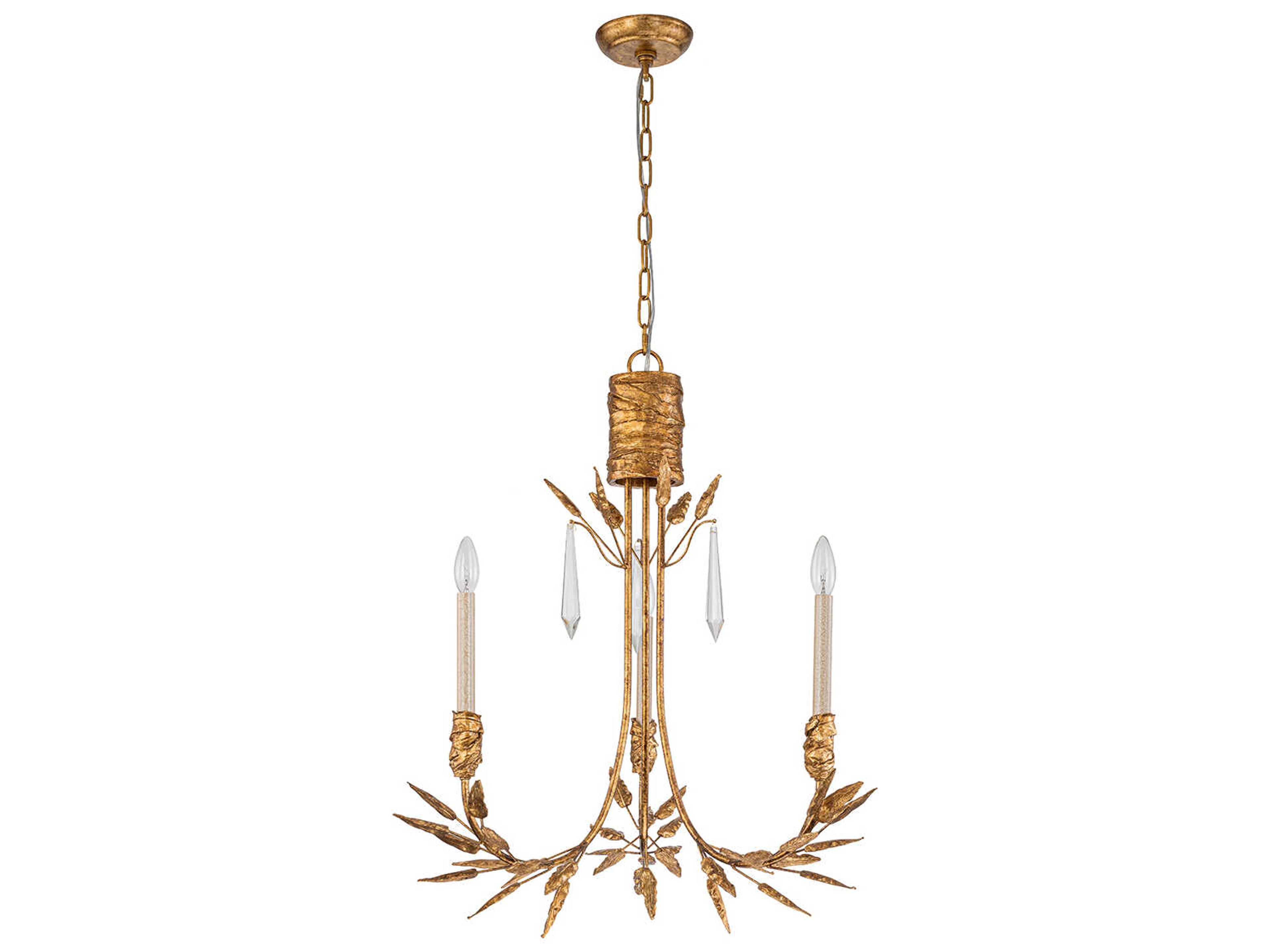 Lucas McKearn Palm D'or 3-Light Gold Candelabra Chandelier