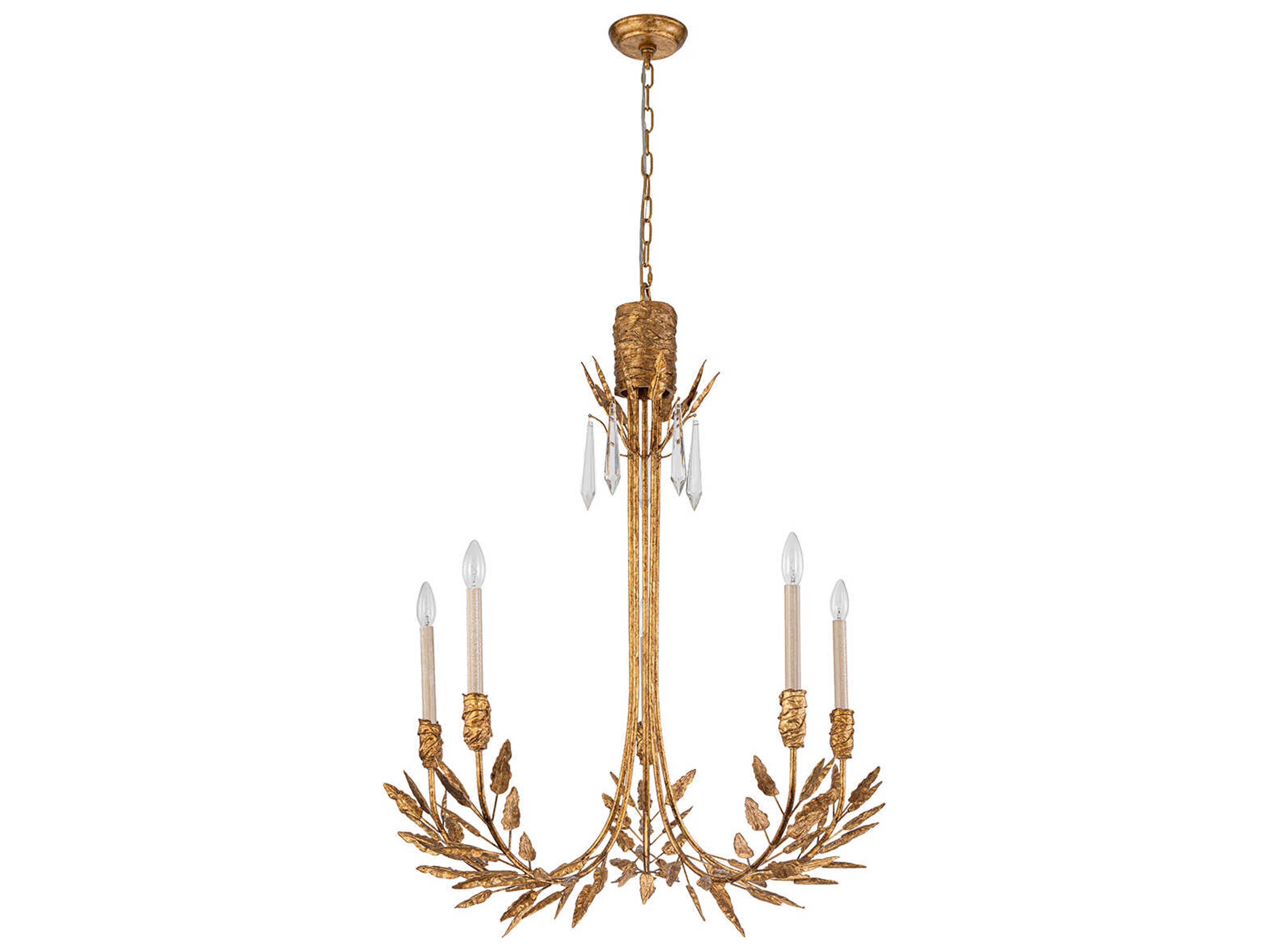 Lucas McKearn Palm Dor 5-Light Gold Candelabra Chandelier