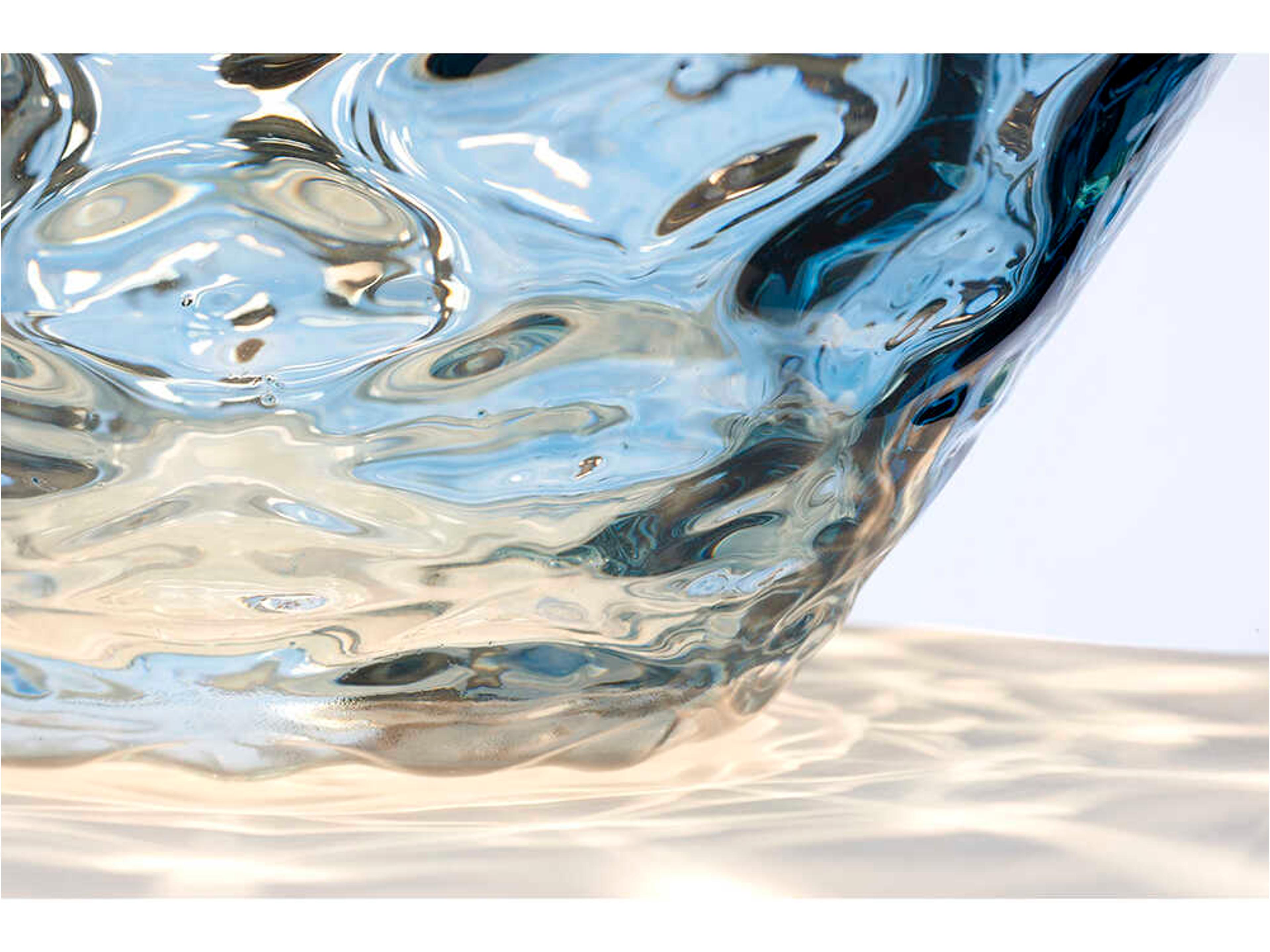 Lucas McKearn Samara Polished Nickel Blue Glass Buffet Lamp